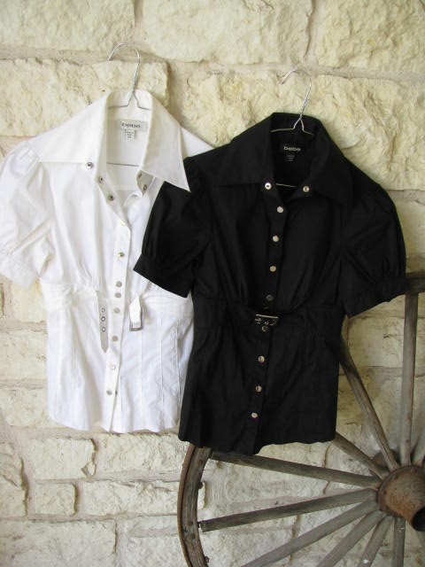 Bebe Snap Up Top with adj. Belt size XS Bundle LOT of 2