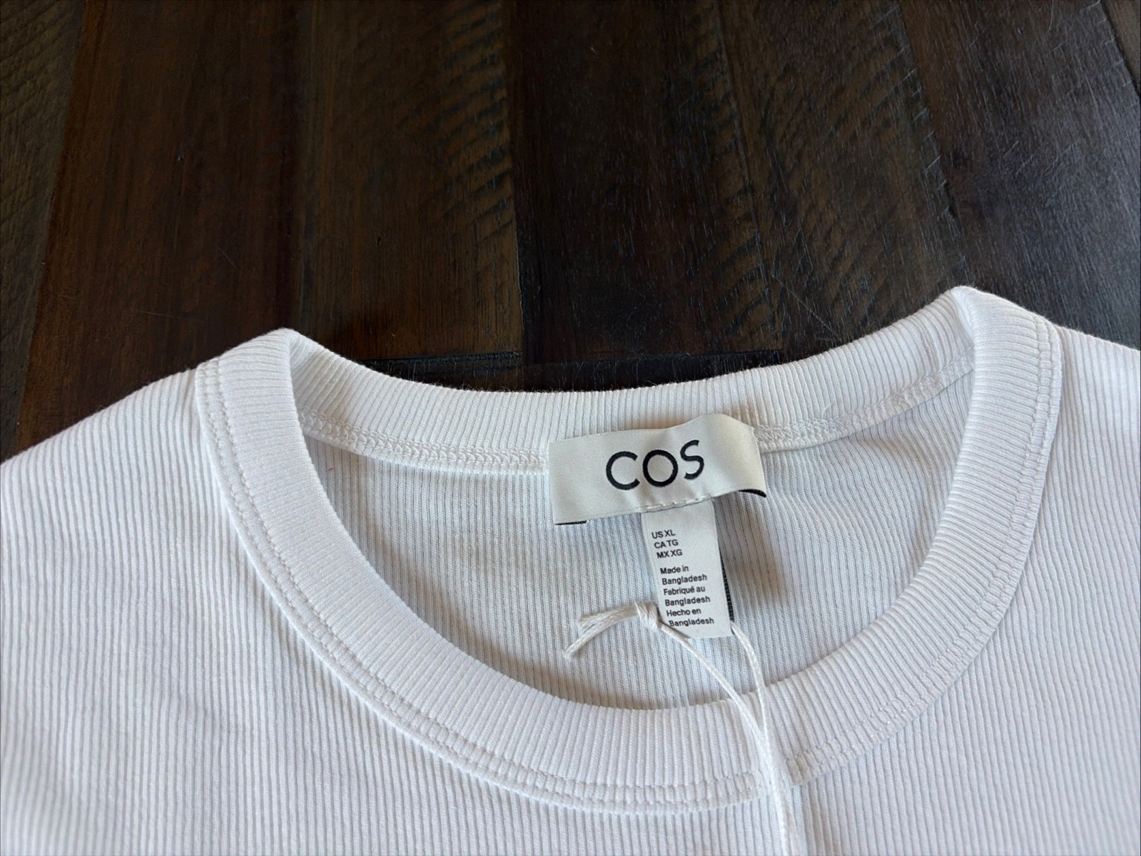 NWT COS Organic Cotton Slim Ribbed Women’s T-Shirt Sz XL New White