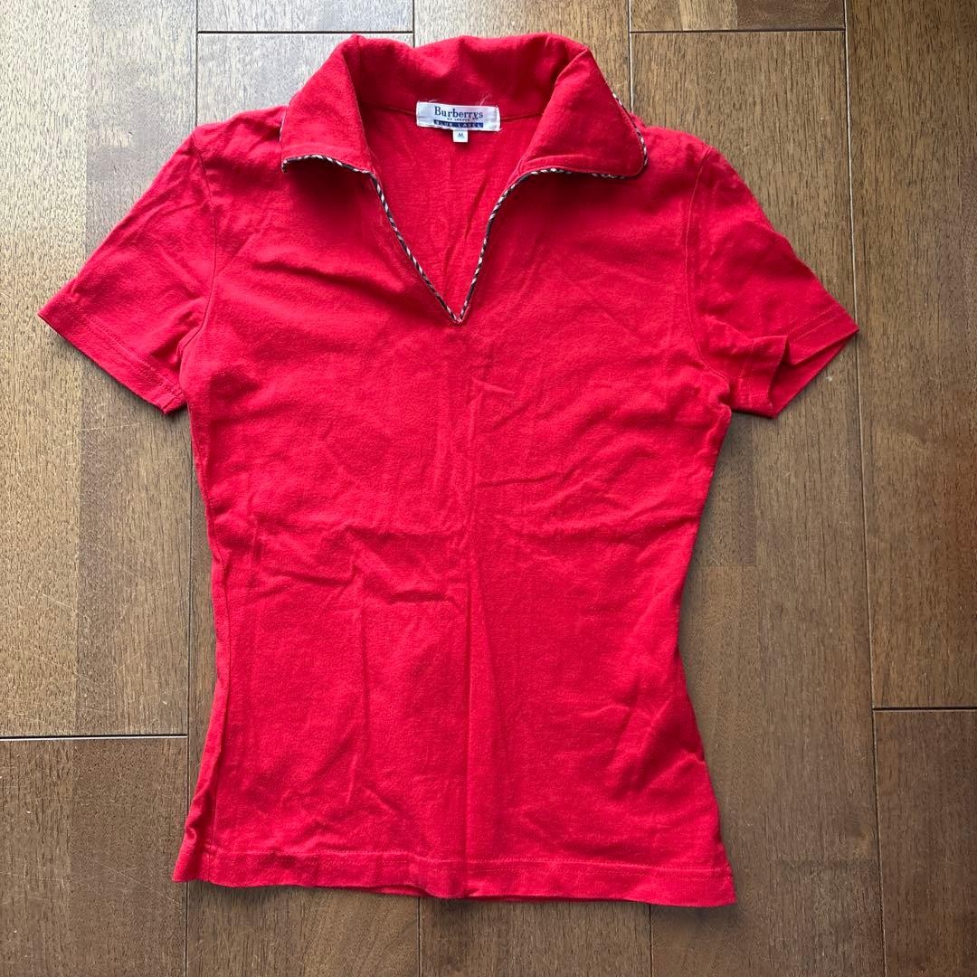 Burberry Red Shirt Collared Cotton Used 51cm Length 38cm Width