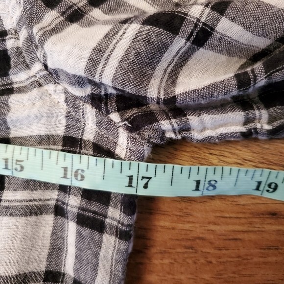 Vintage America Blues Plaid Blouse Women’s Small V-Neck Embroidered Top