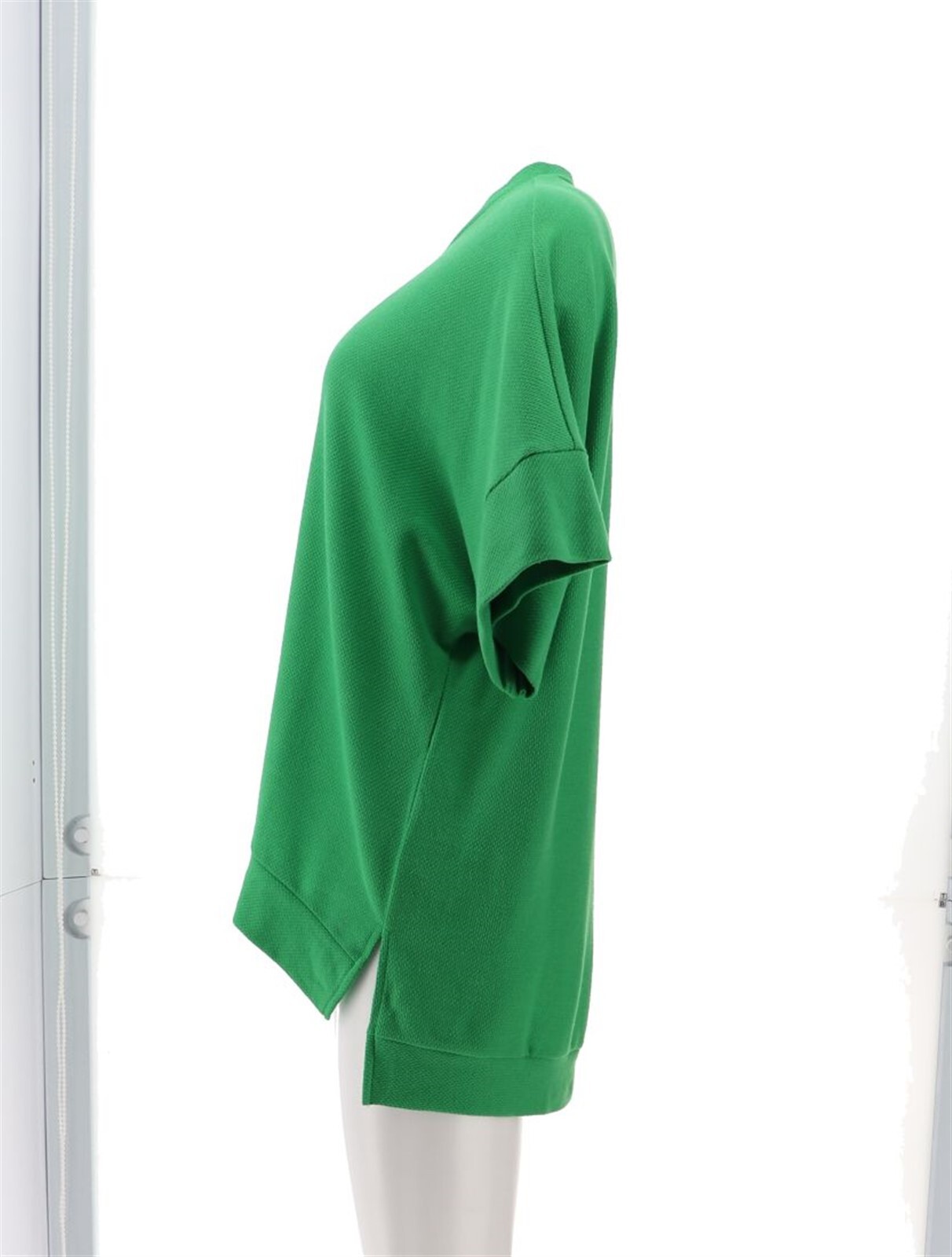 Attitudes Renee Solid Stripe Batwing tunic Green Apple XS NWOT (821)
