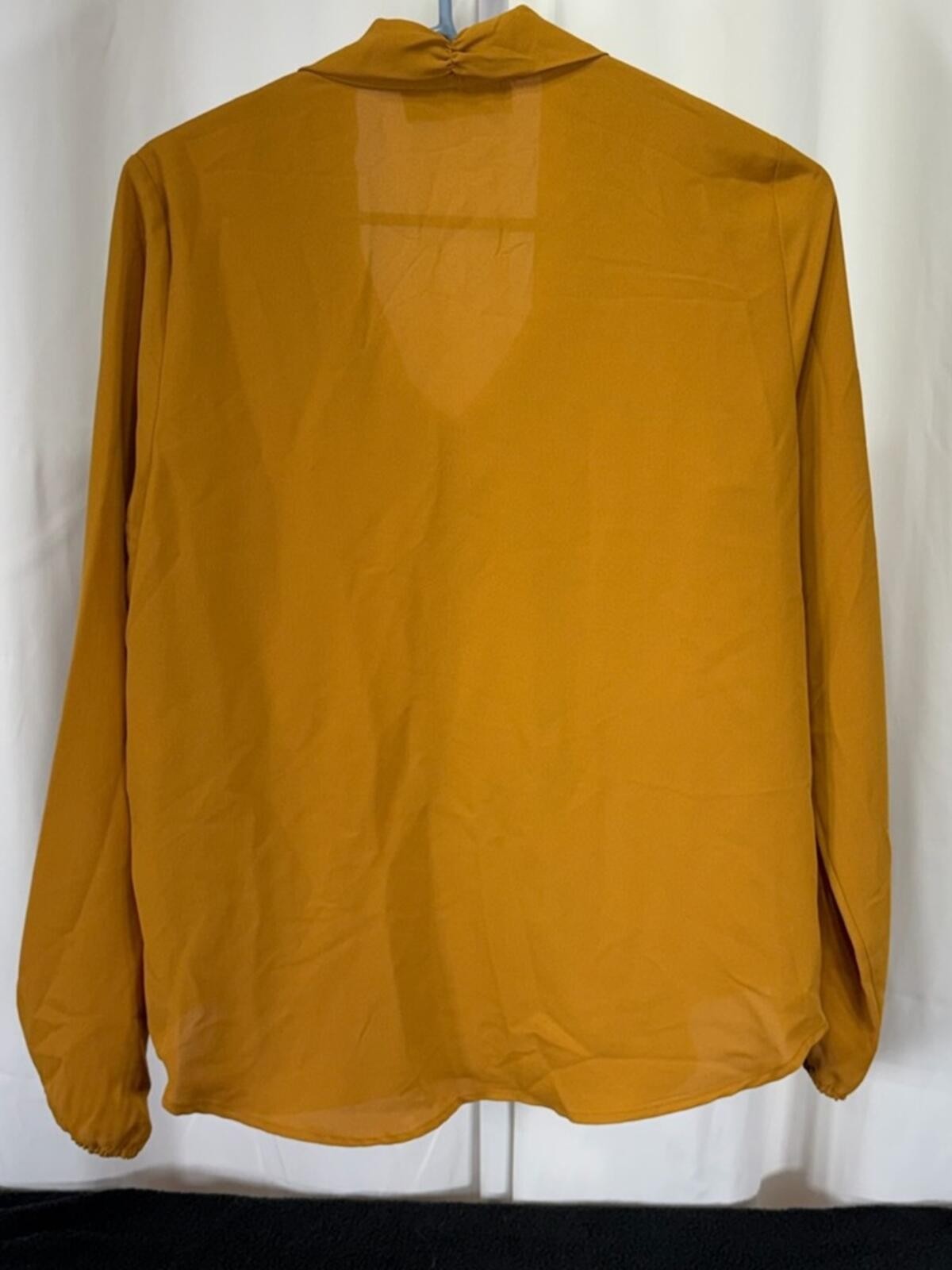 Evan Picone Mustard Tie-Neck Blouse 2168