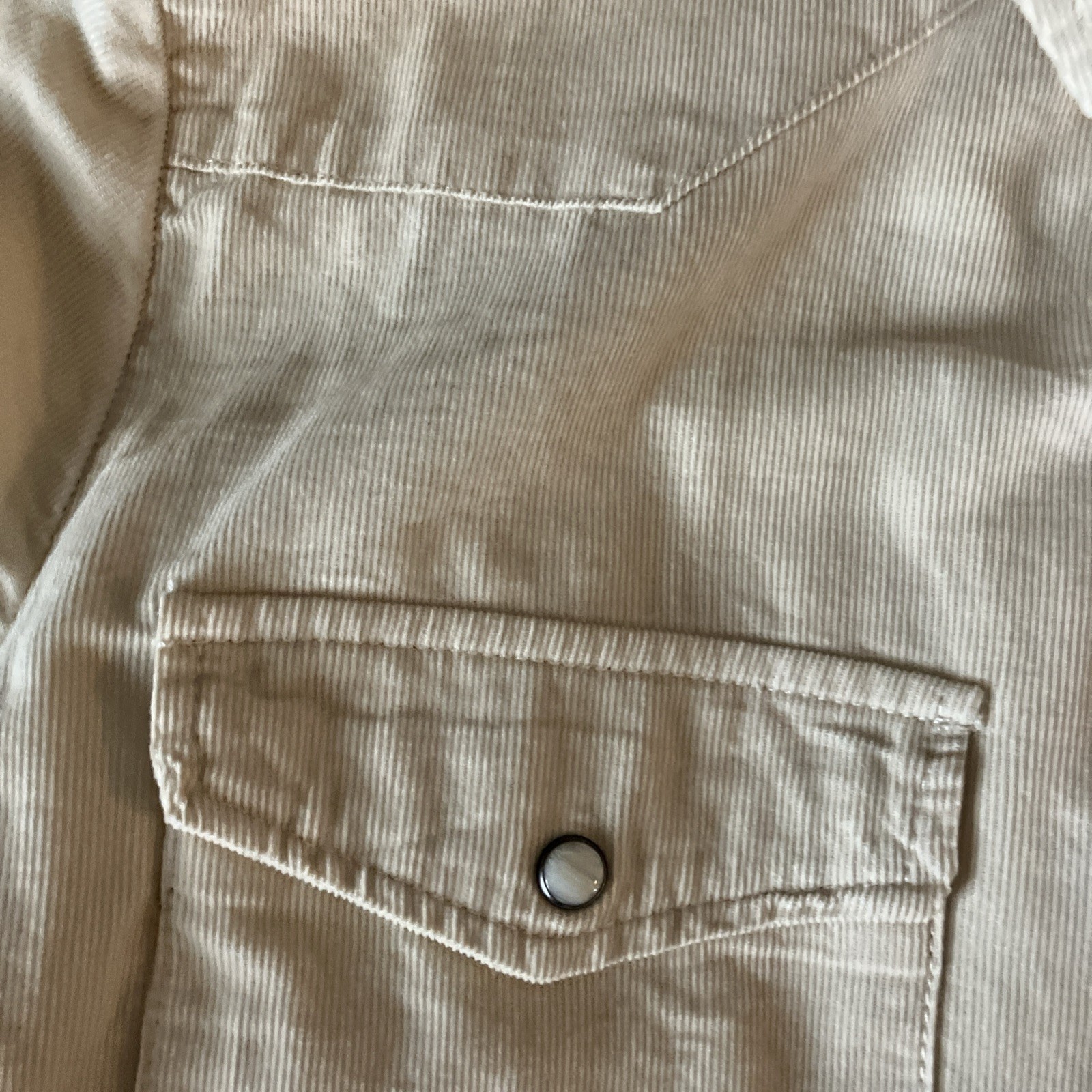 Velvet Heart Western Shirt New Women’s Large Cream Cotton Long Sleeve Pearl Snap