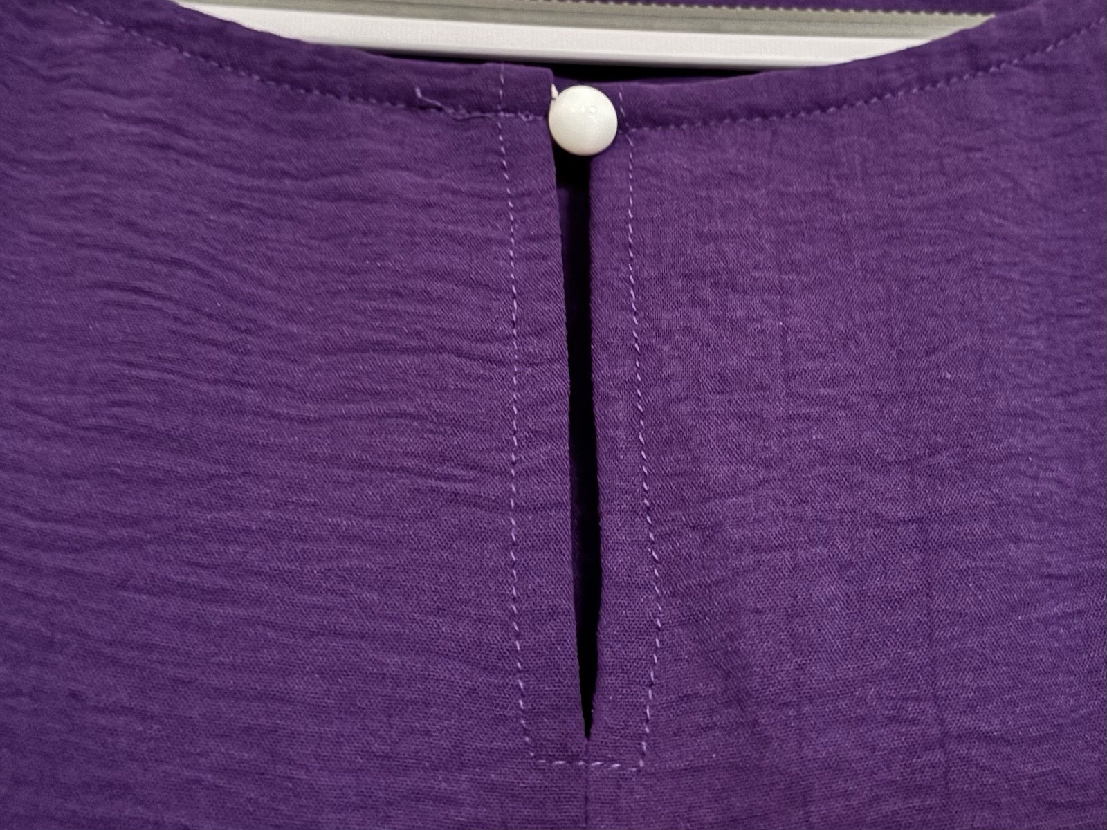 Womens Purple Solid Chiffon Tunic Blouse, Ruffle 3/4 Sleeve, Plus 3XL