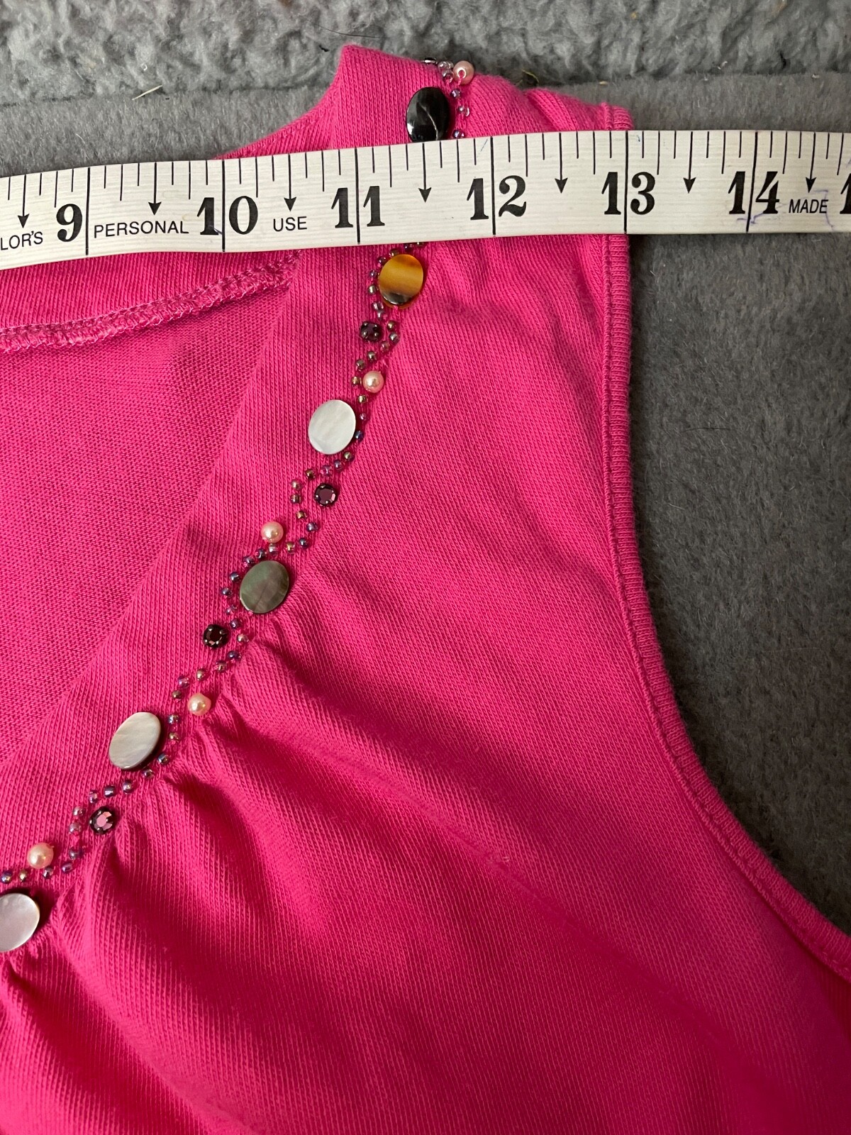 Sigrid Olsen Top Tank Womens M Hot Pink Fuchsia Beading Sleeveless Summer