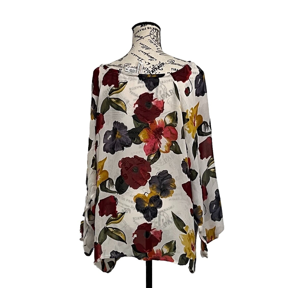 Sunstreak by Newport News 90s Vintage Floral Sheer Tunic Blouse M | Boho Retro