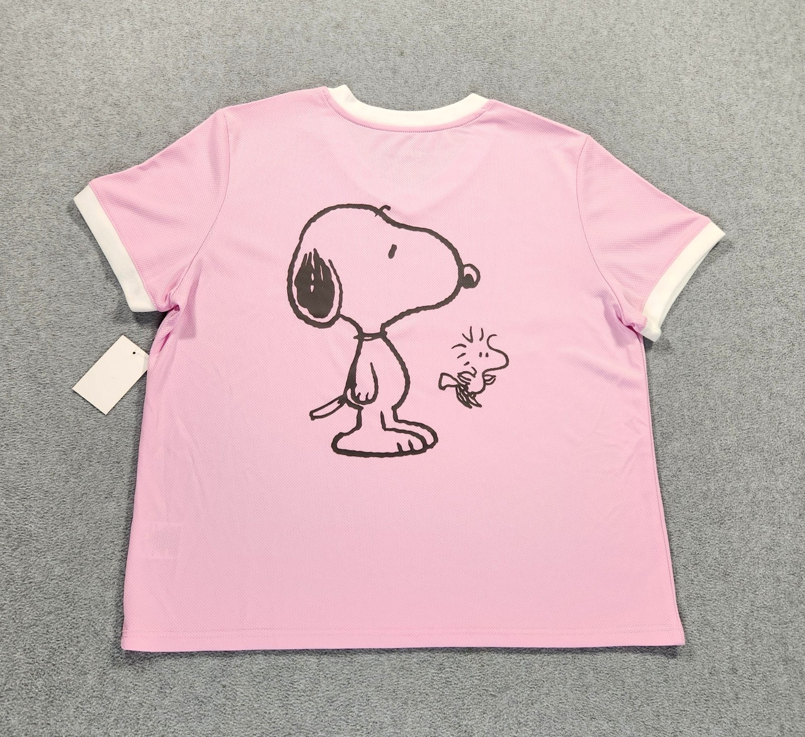 NWT Peanuts Pink Jersey Shirts Womens Size M (8-10) Cropped Snoopy Woodstock