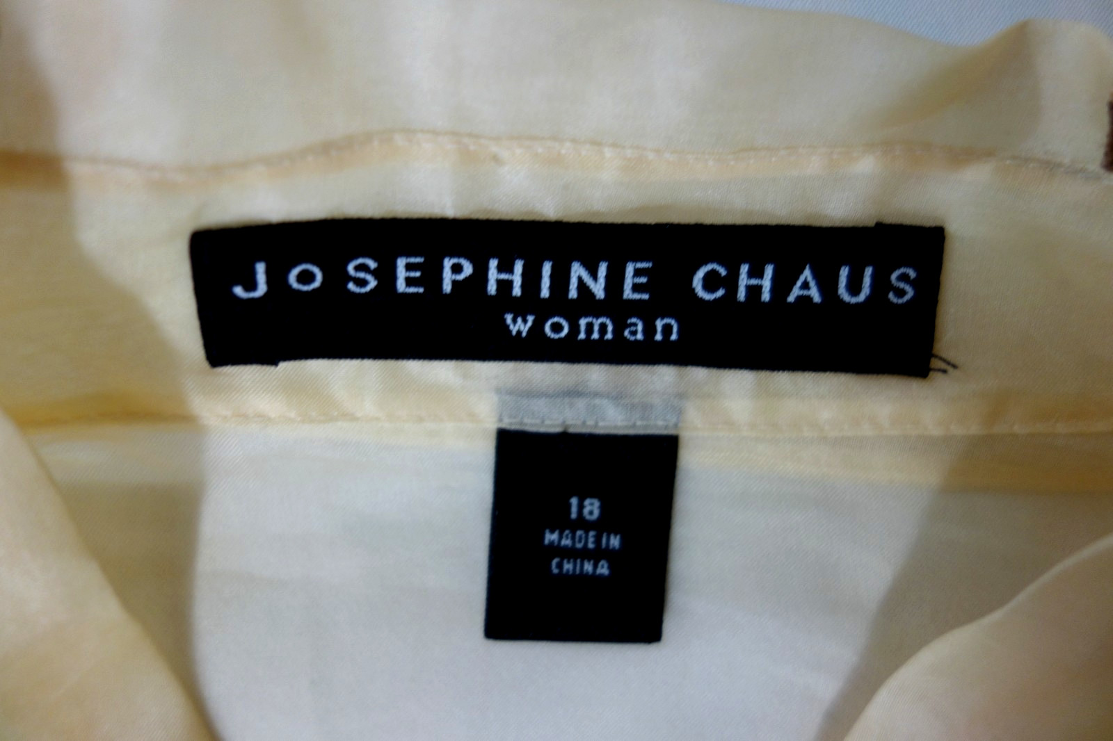 Josephine Chaus~Vtg Luxury Sheer Silk Organza Ecru Button Up Sequin Blouse Sz 18