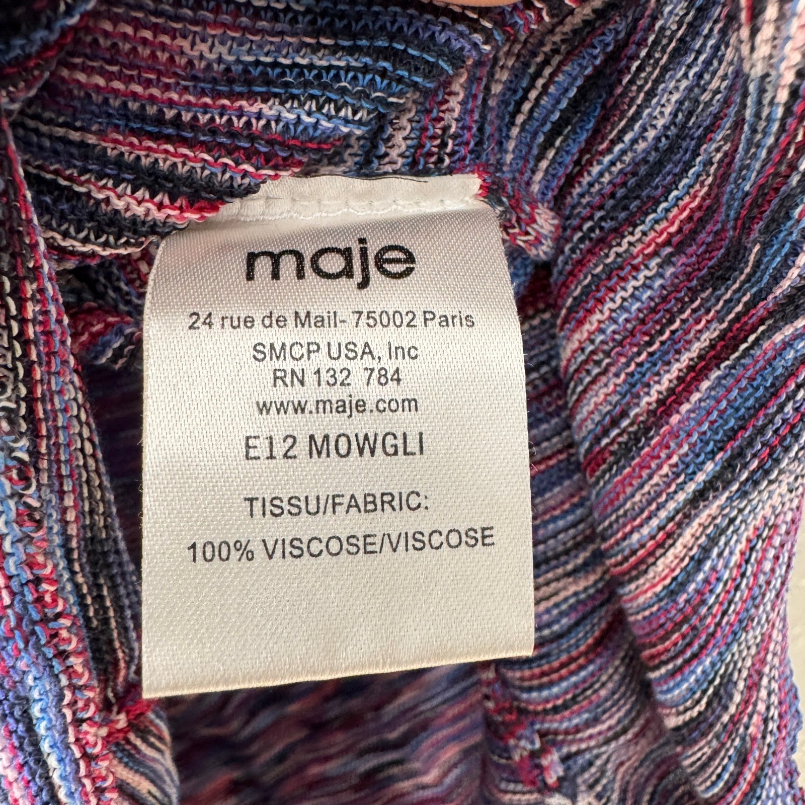 Maje Space Dye Ruffle Trim Knit Top Womens Size 3 US Large