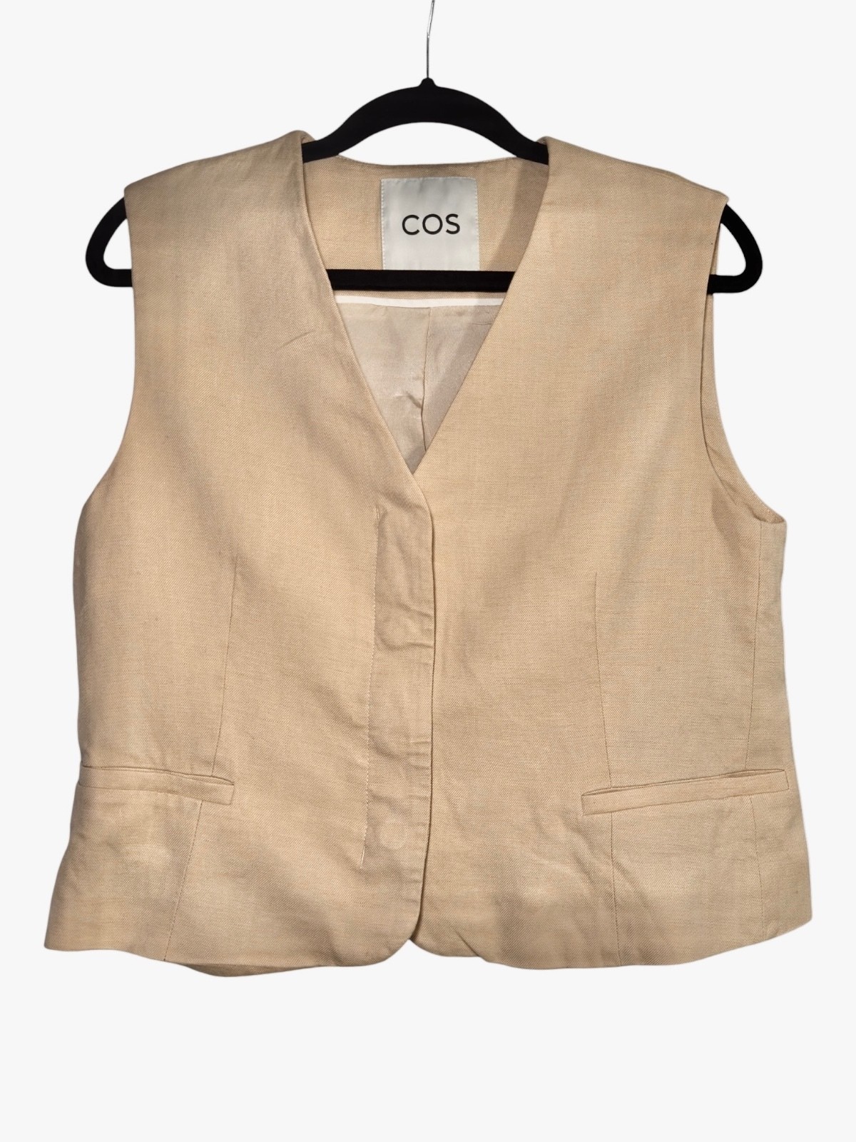 COS Linen Blend Tailored Vest | Ecru Waistcoat | Size EU 40 / M