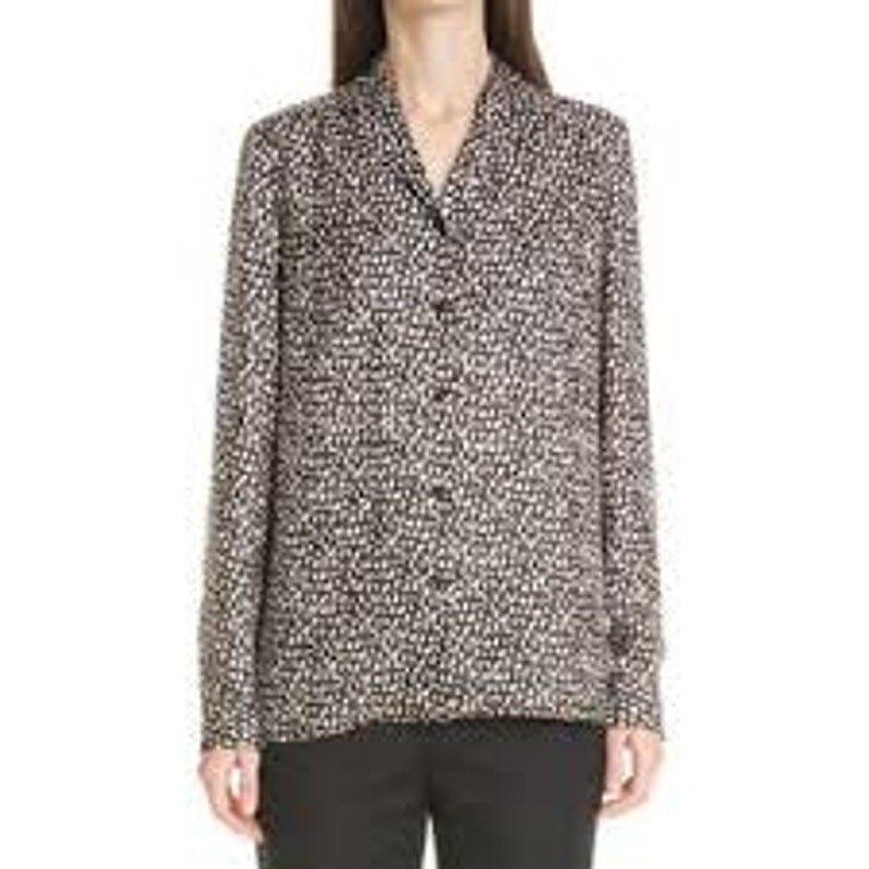 Lafayette 148 New York Printed Silk Button Front Blouse