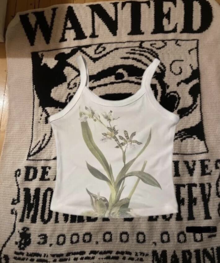 White And Green Anime Graphic Plant TankTop! I have Small, Medium, Large!