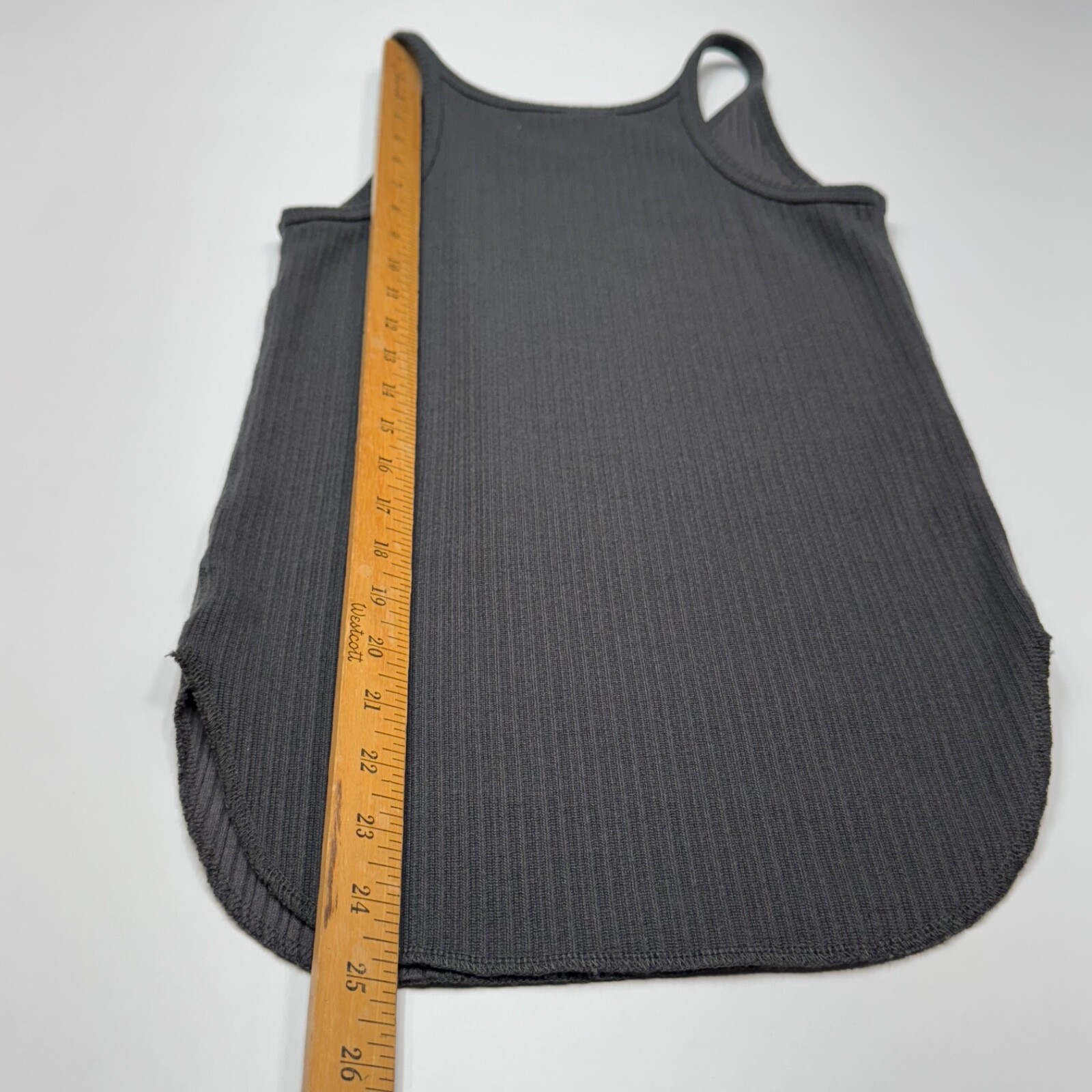 Moussy Women’s Scoop Neck Ribbed Knit Tank Top Shirt Dark Gray Cotton Size Small