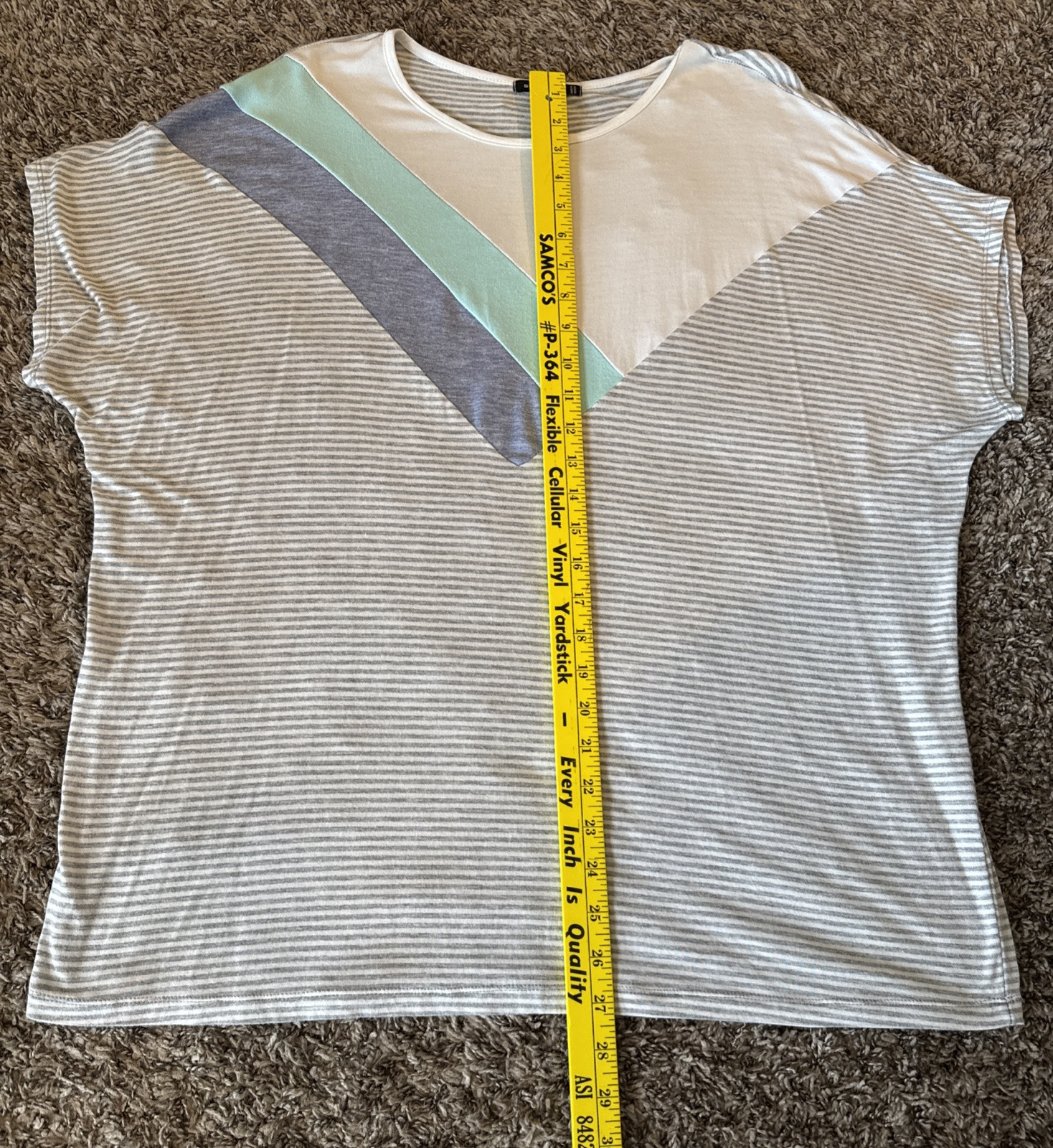 Staccato Top Blues Gray Stripe Shirt Color block Size M/L Women’s