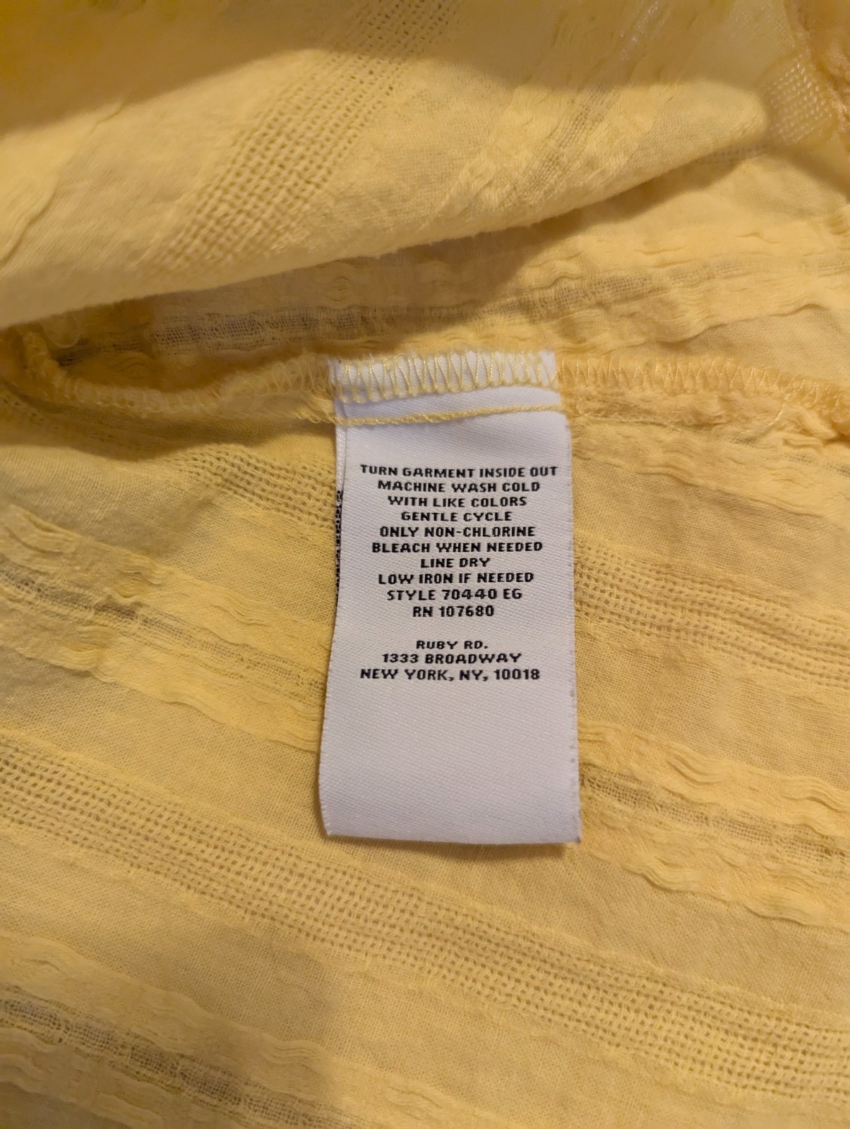 Ruby Rd Yellow Textured Cotton Peasant Blouse XL 100% Cotton Boho Relaxed