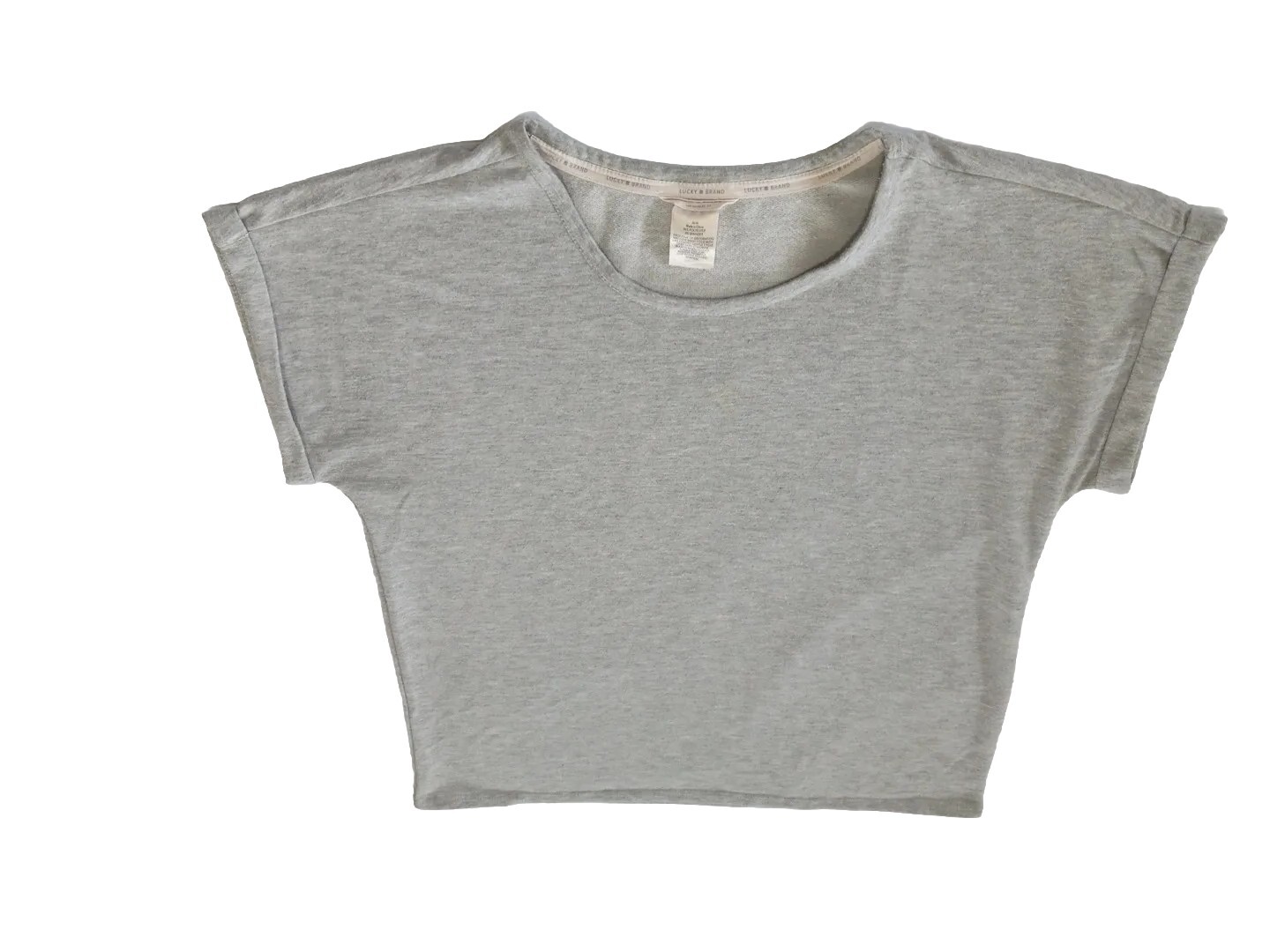 Lucky Brand Women’s Medium Shirt Blouse Solid Gray Blended Fabric Folded Sleeve