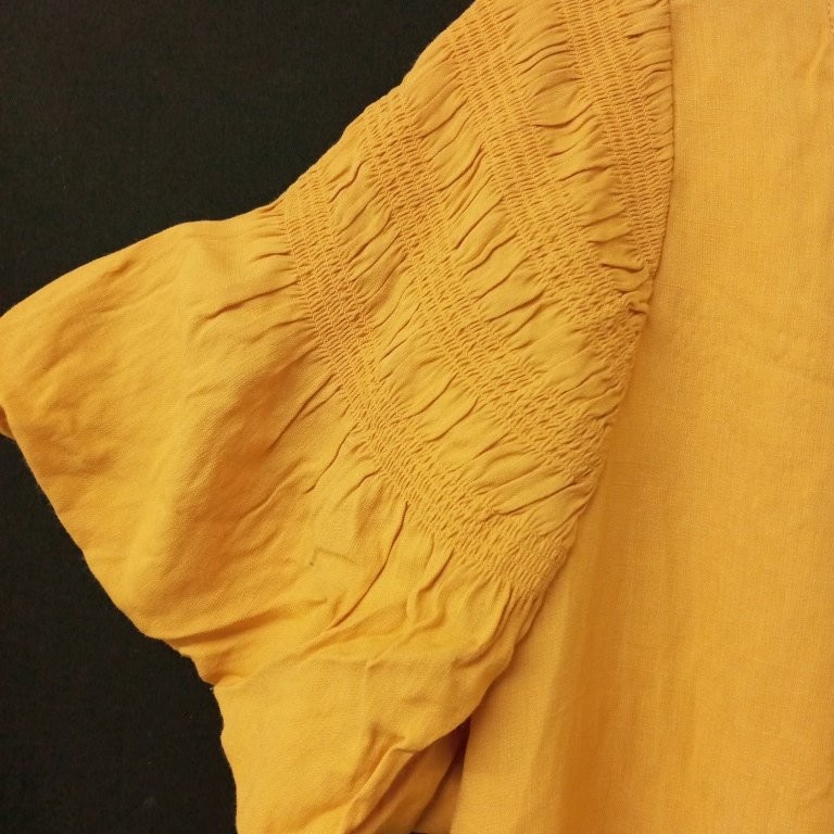Ophelia Roe Women’s Top 1X Mustard Rayon Polyester Ruffled Sleeves