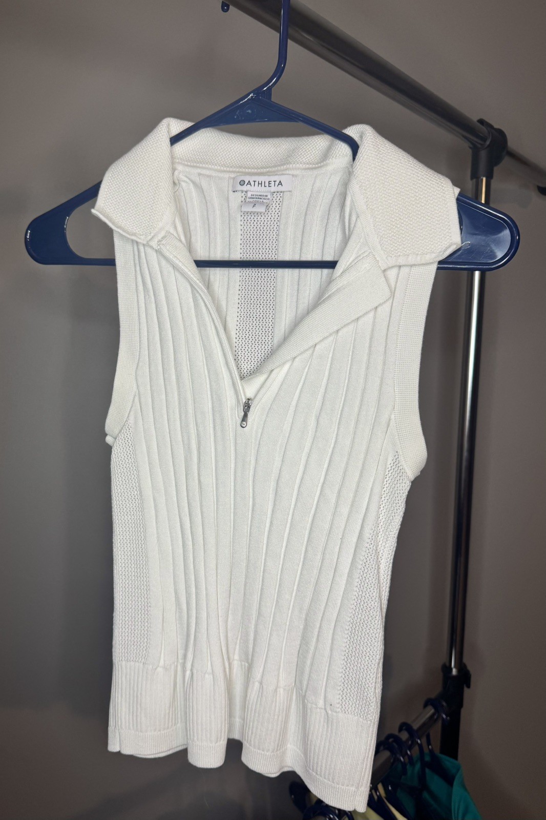 Small Athleta Bright White Fairway Polo Sweater Tank