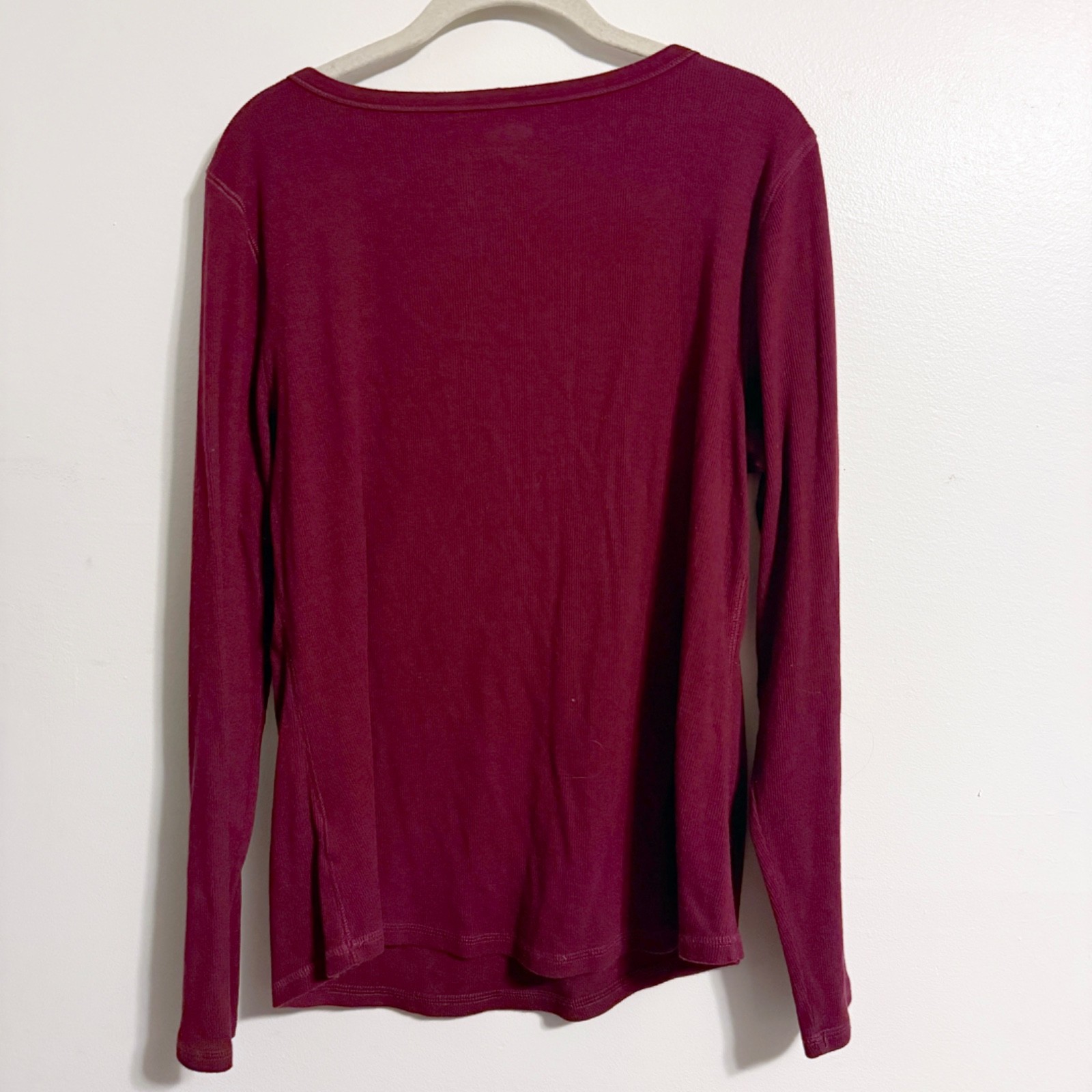 Old Navy Burgundy Slim Fit Ribbed Henley Size Extra Large