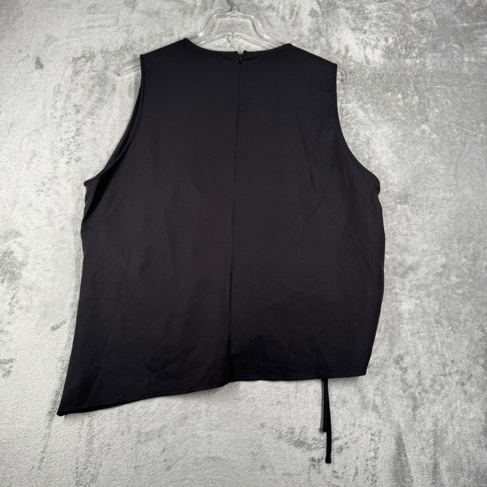 PrettyLittleThing Plus Black Ruched Asymmetric Top US 22 NWT Sleeveless Y2K