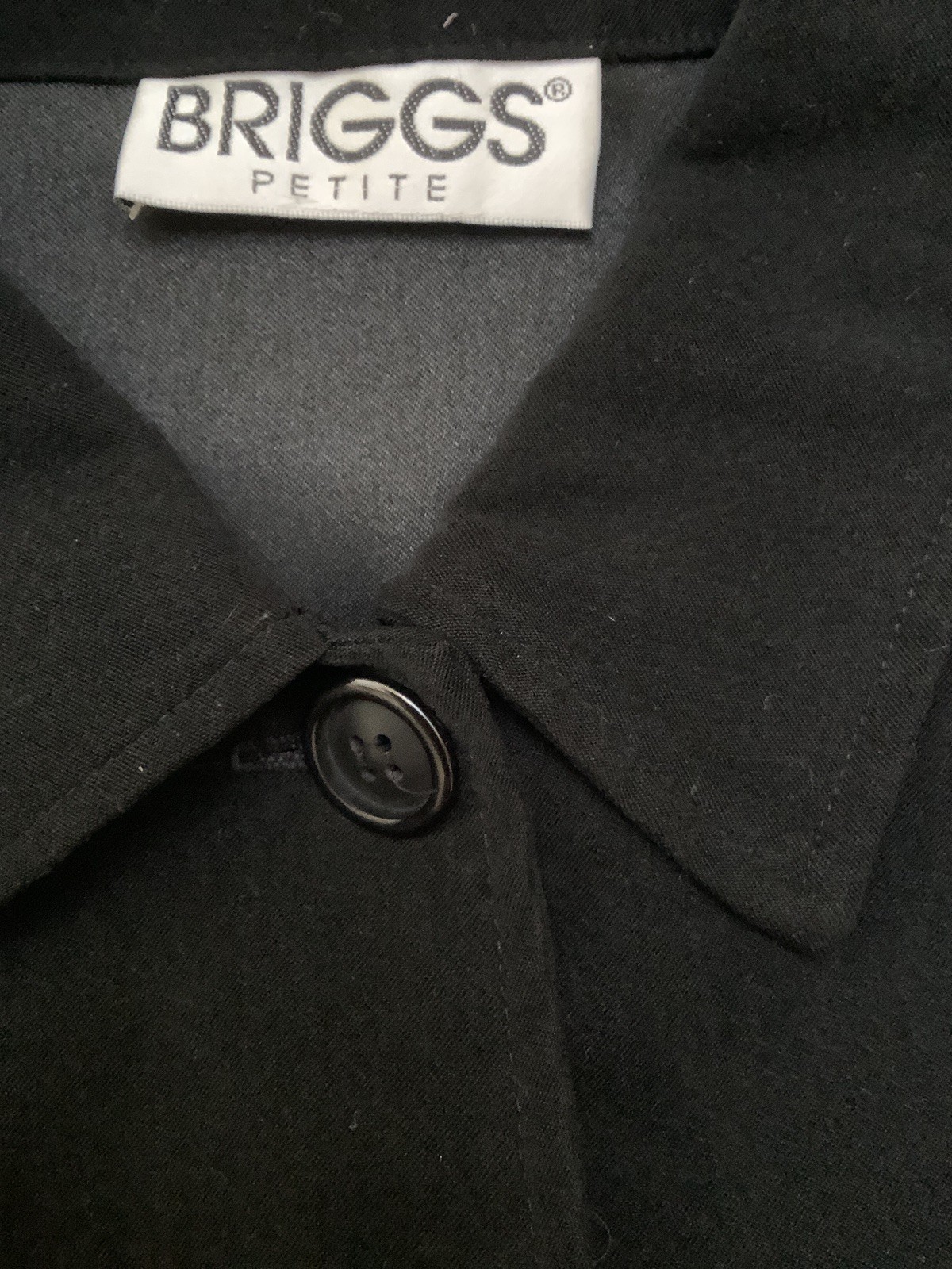 Briggs Jacket Top Blouse Shirt-Black-Polyester Spandex Blend-Button Close-PS