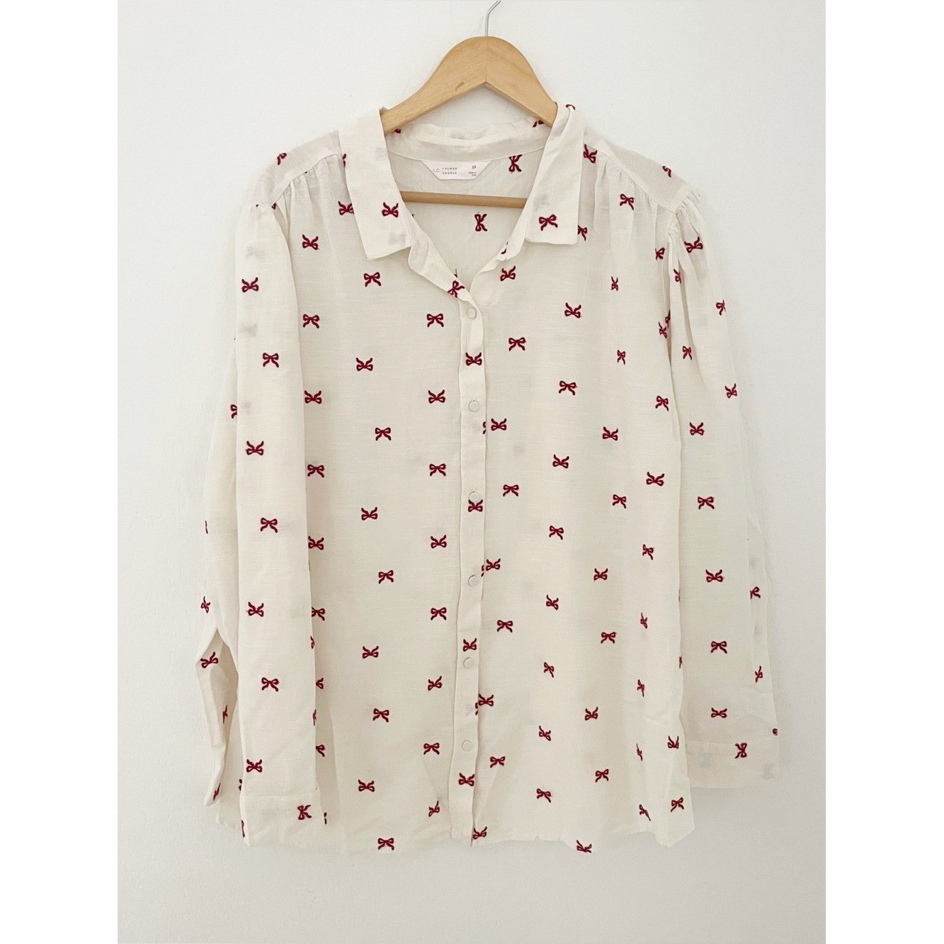 Lauren Conrad holiday red bow button down blouse size 3X