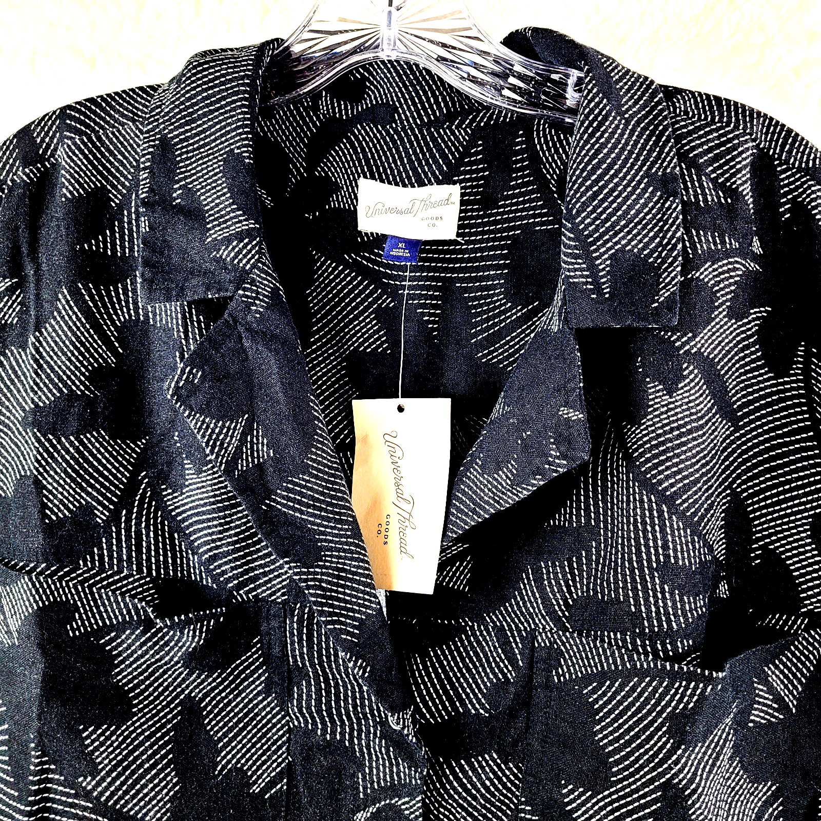 Universal Thread Women’s Top Blouse Sz XL Short Sleeve Lapel Neck Linen Rayon