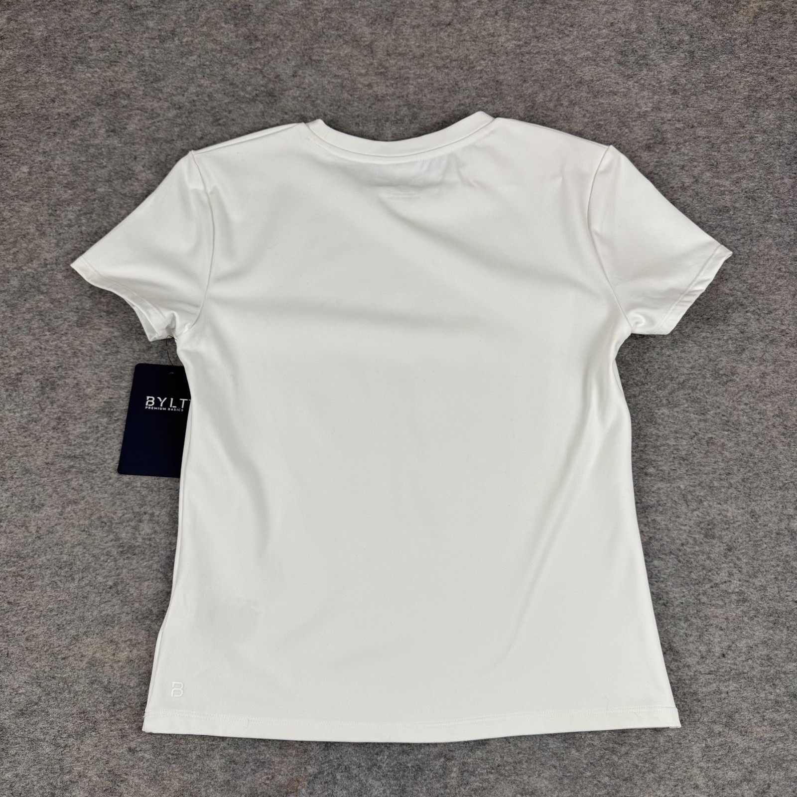 BYLT Premium Basics Balm Crew Shirt Nylon Stretch White Womens Medium M