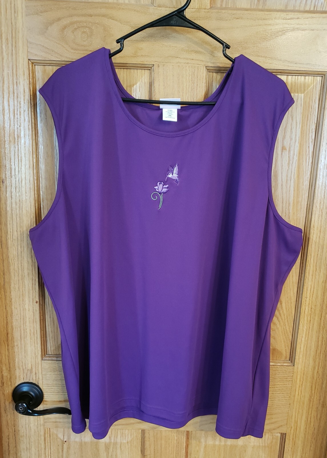 4XL American Sweetheart 2-Piece Women Purple Check Tank Button Up Top Shirt 4X