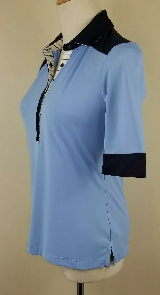 FAIRWAY & GREENE Golf Polo Shirt, Womens Sz XS, Blue, Multi, Short Sleeves, NEW