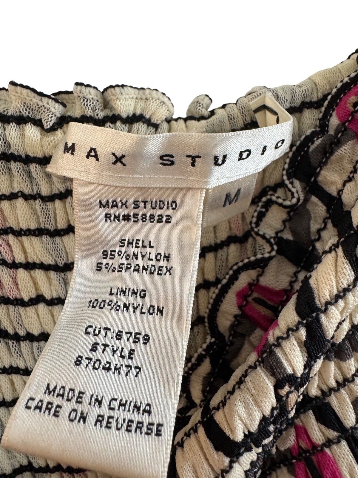 Max Studio Womens Sleeveless Printed Top Black Pink Bubble Hem Nylon Blend M