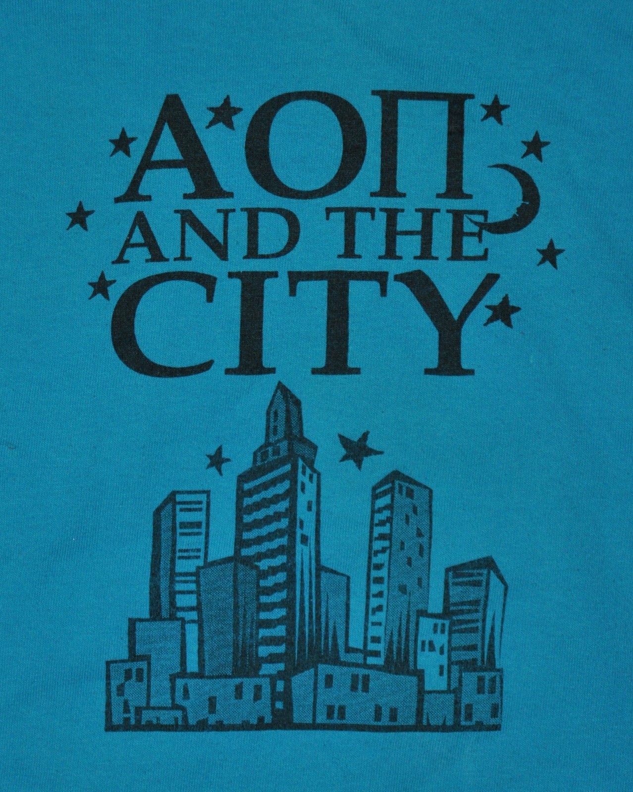 tshirt small alpha omicron pi and the city sorority womens cut 19 inches pit2pit