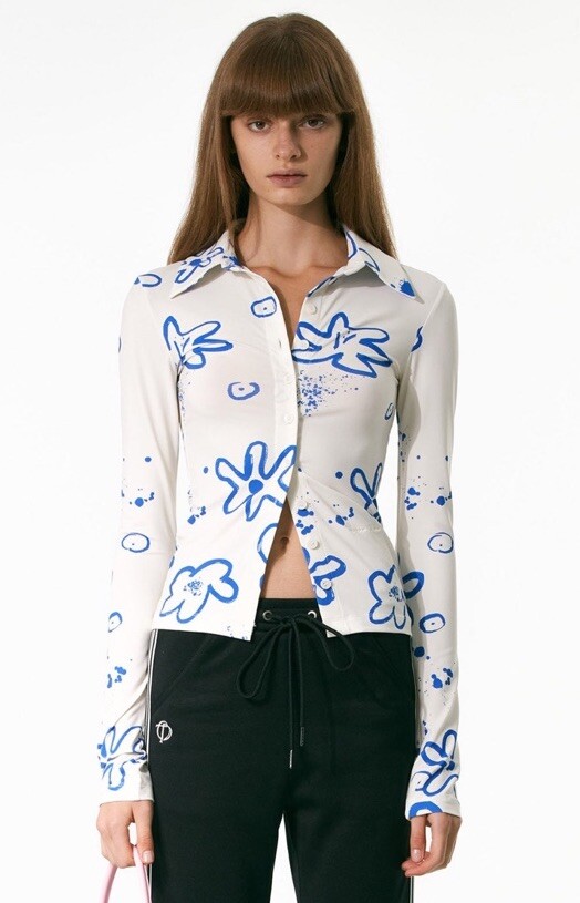 TheOpen Product Floral Print Button-Up Blouse Korean Fashion Size 1 XS/S