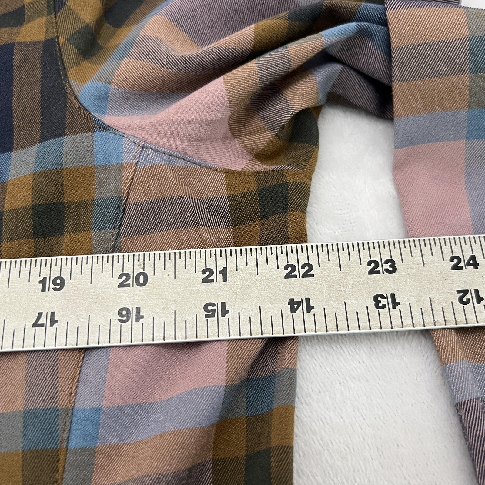 Flylow Brigitte Tech Flannel Shirt Womens Large RyePlaid Snap Button Up