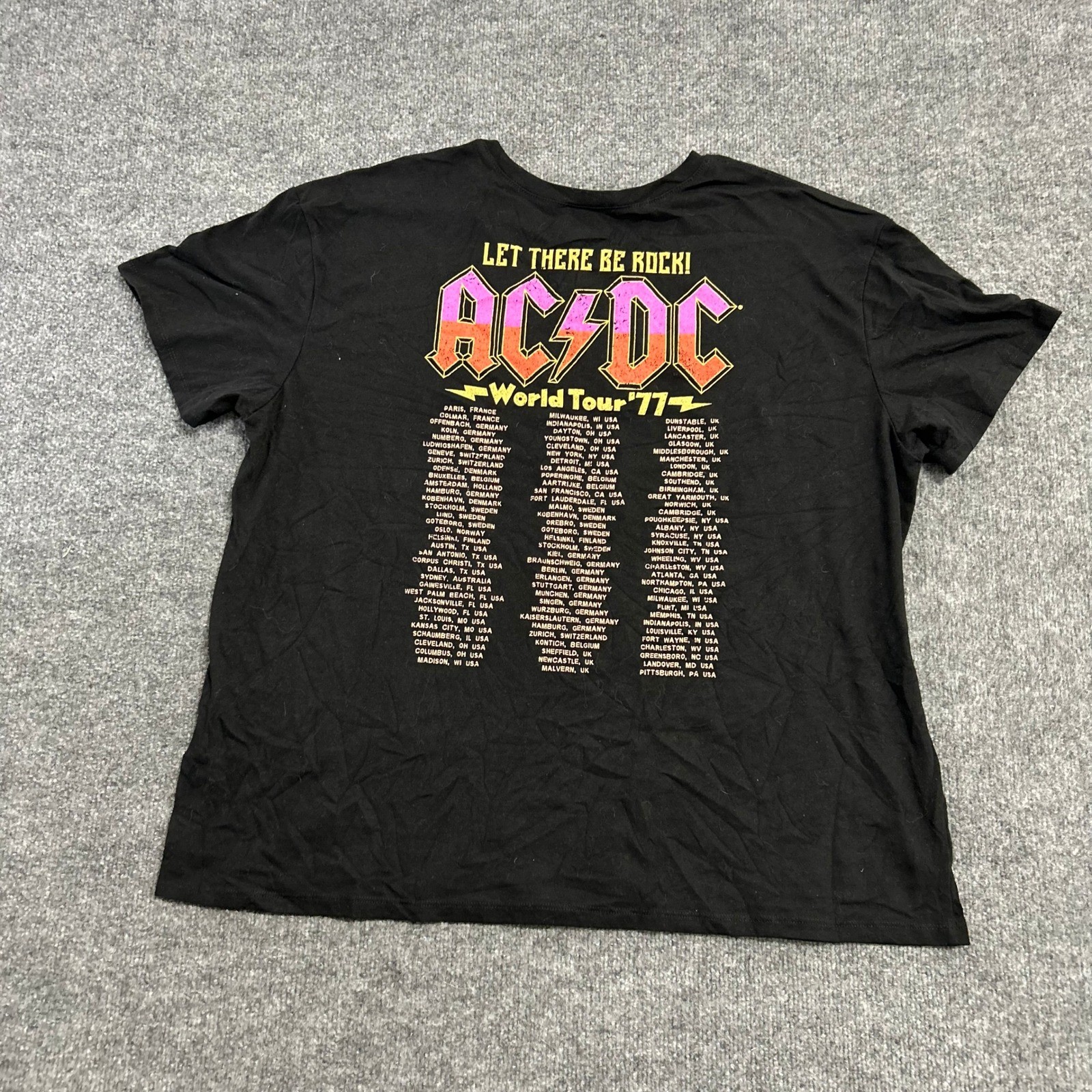 Hybrid Apparel T-Shirt Womens Size XXXL Black AC/DC Let There Be Rock Tour