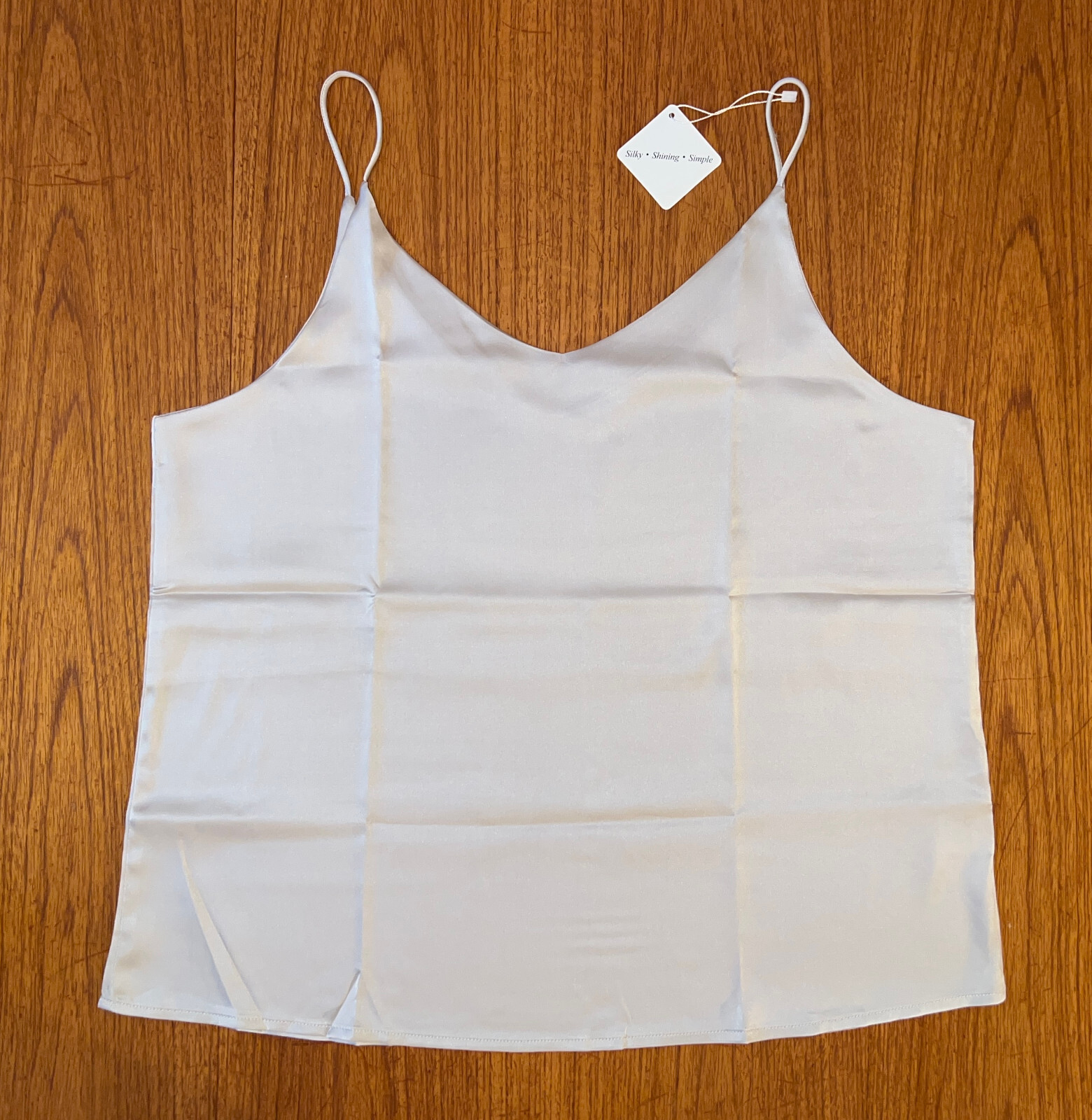 NWT! Wantschun, Silky V-Neck Camisole W/Thin Spaghetti Straps In White, US Sz XL