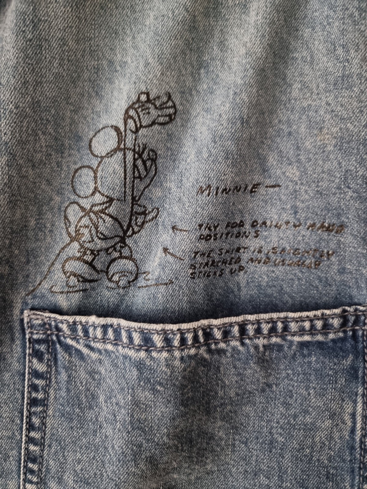 Desigual Disney Denim Pearl Snap Shirt Large Mickey Mouse Satin Back Shacket