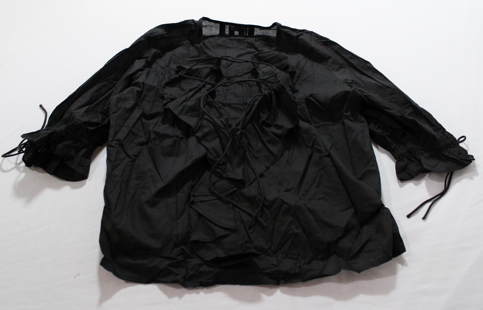 Asos Design Women’s Glamorous Tie Front Blouse AC2 Black Size 14 (U.S 10) NWT