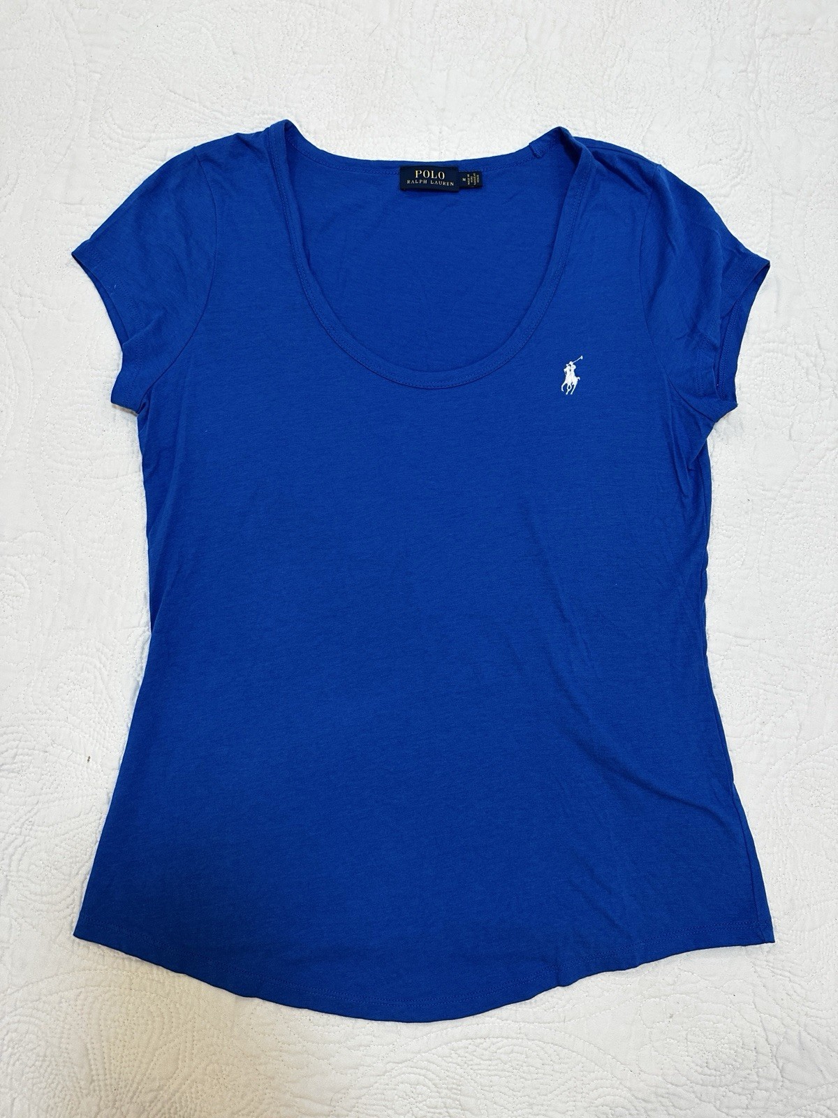 Polo Ralph Lauren Shirt Womens M Blue White Pony