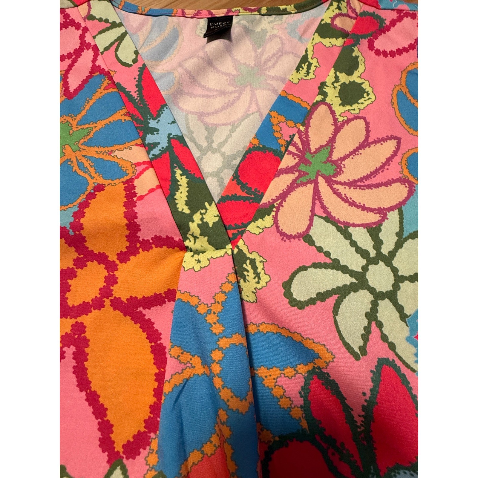 Emery Rose Sleeveless Tunic Women Size M Pink Boho Floral V-Neck Flowy Top