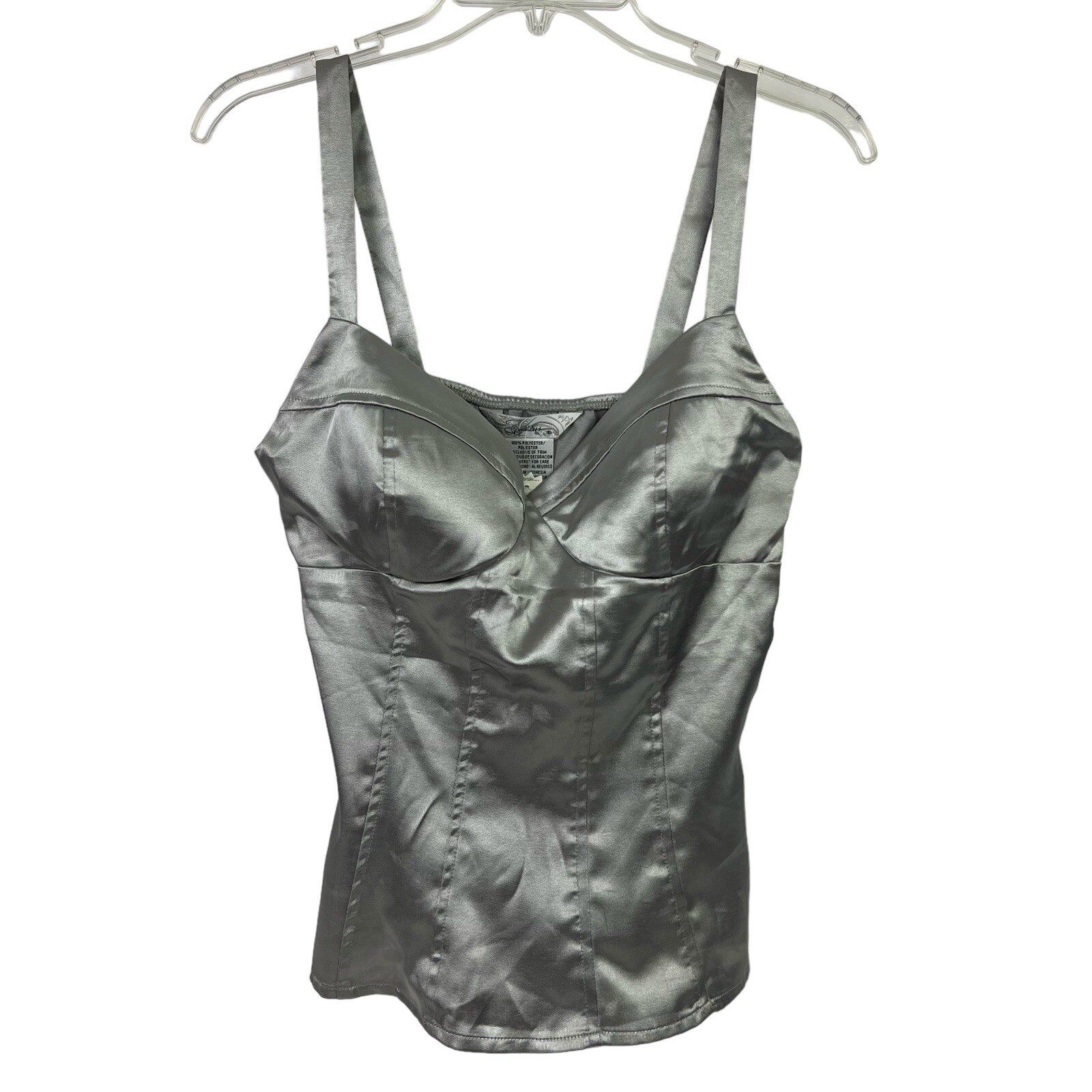 Speechless Women’s Pullover Top Sz Large Silver Gray 11” Left Side Zipper