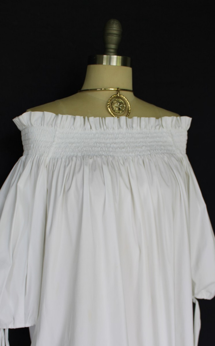 Caroline Constas Lou Off Shoulder Puff Sleeves peasant tunic dress Blouse white