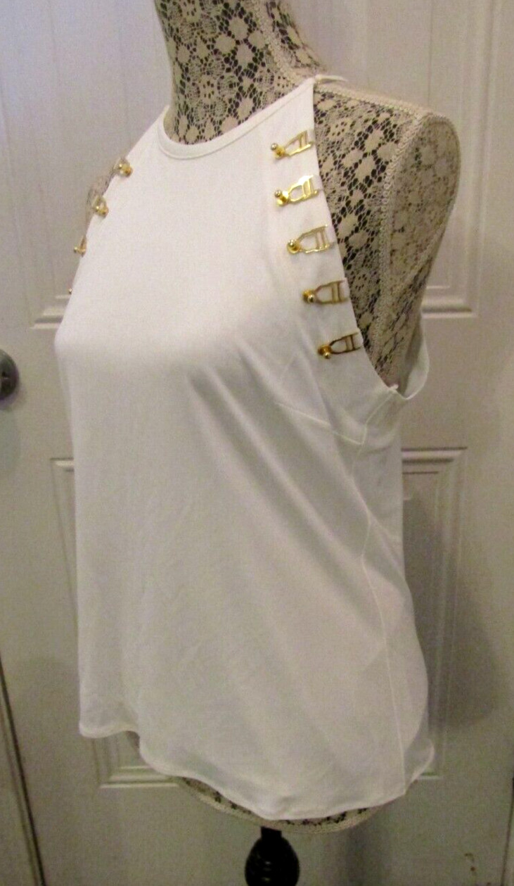 Murmur Reserve Blouse NWOT White Gold Hardware Designer Retail $249 Size 42 US L