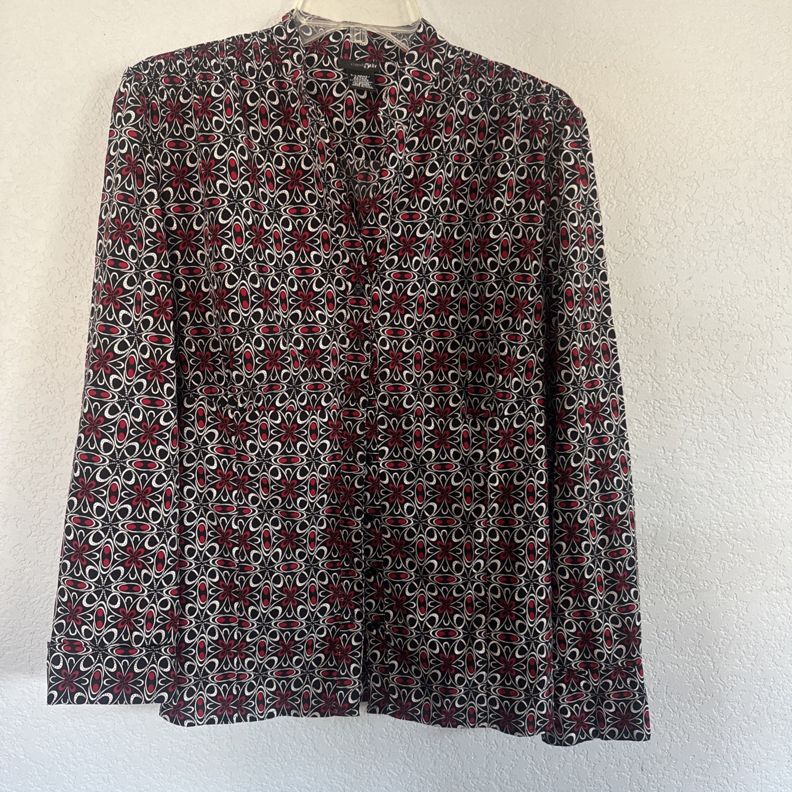 East 5th Women’s Long Sleeve Button-Up Blouse, Black/ Red XL