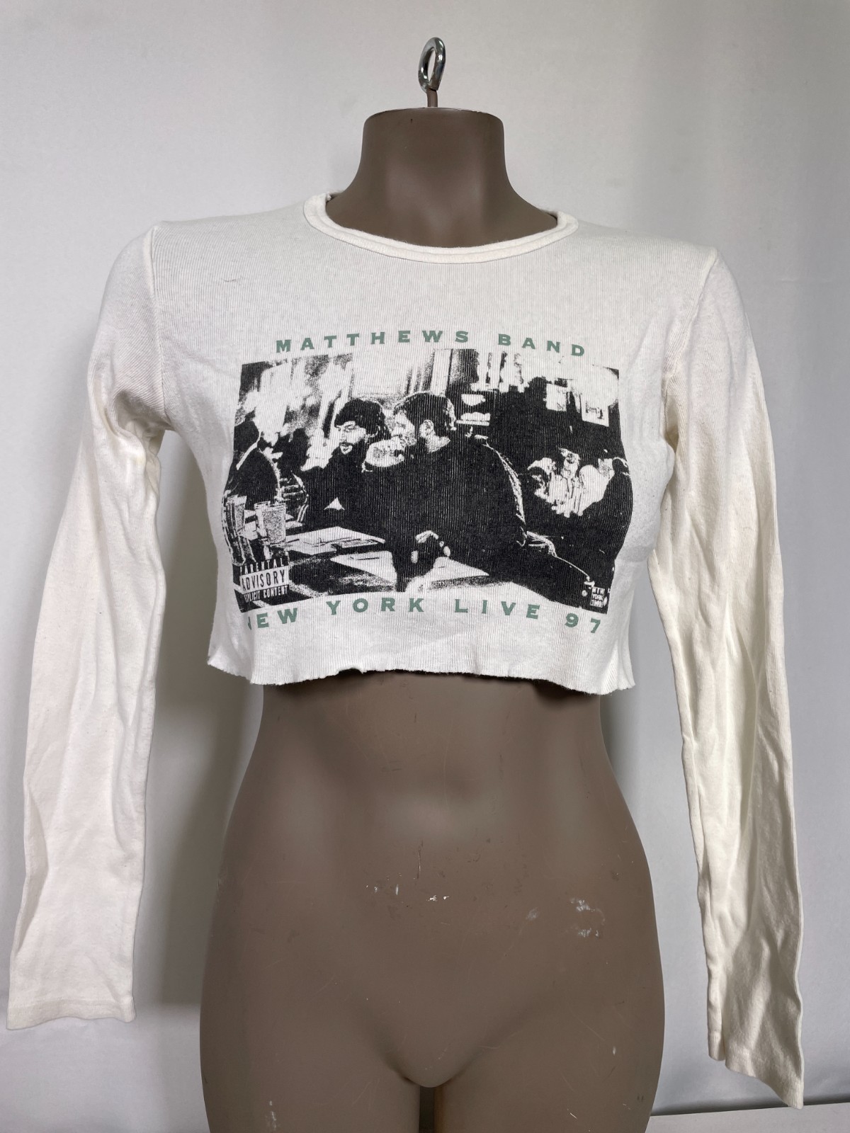Dave Matthews Band New York 97 John Galt Cream Longsleeve Crop Top Women’s SMALL