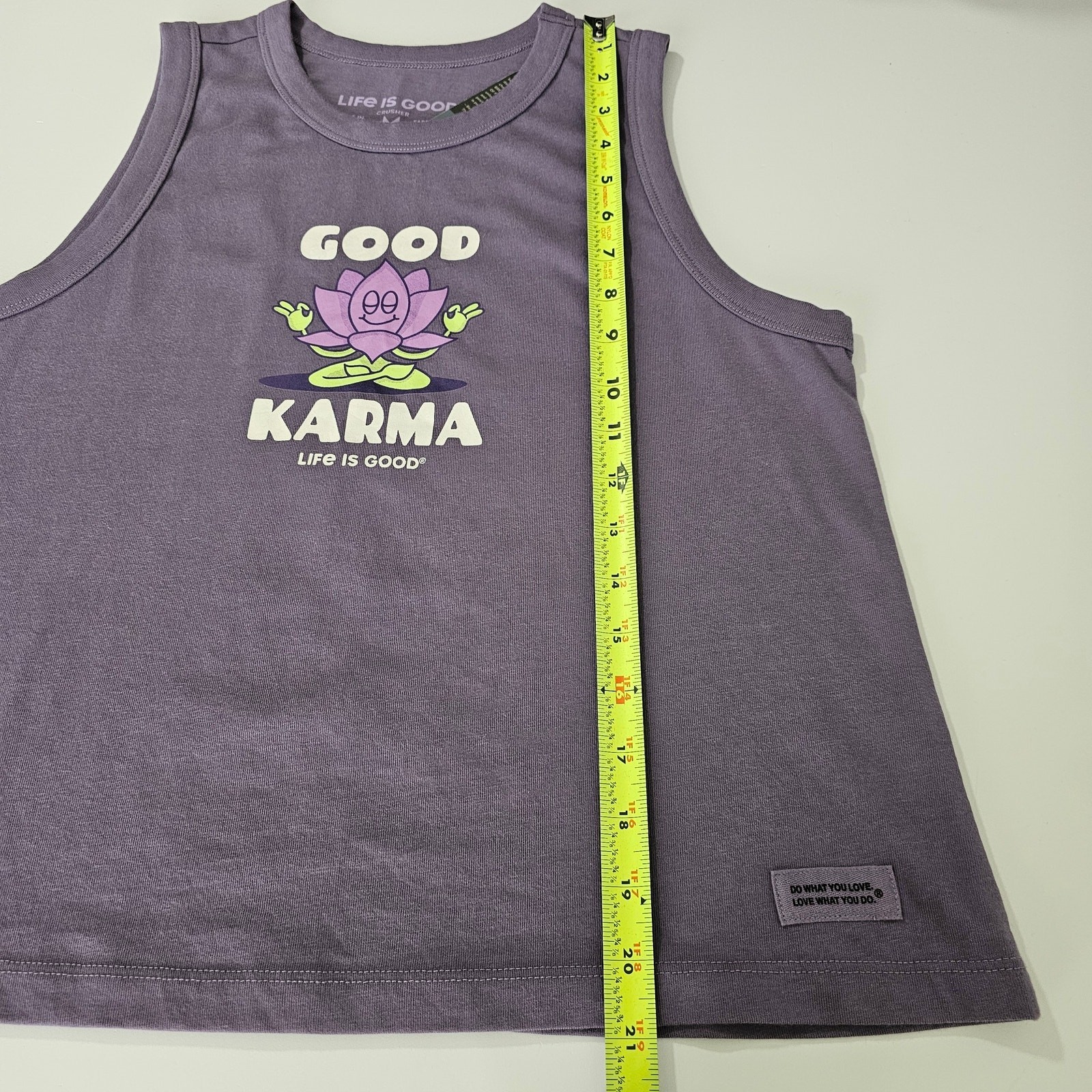 NWT Life is Good Cotton Crusher Boxy Good Karma Lotus Sleeveless Tee Top M