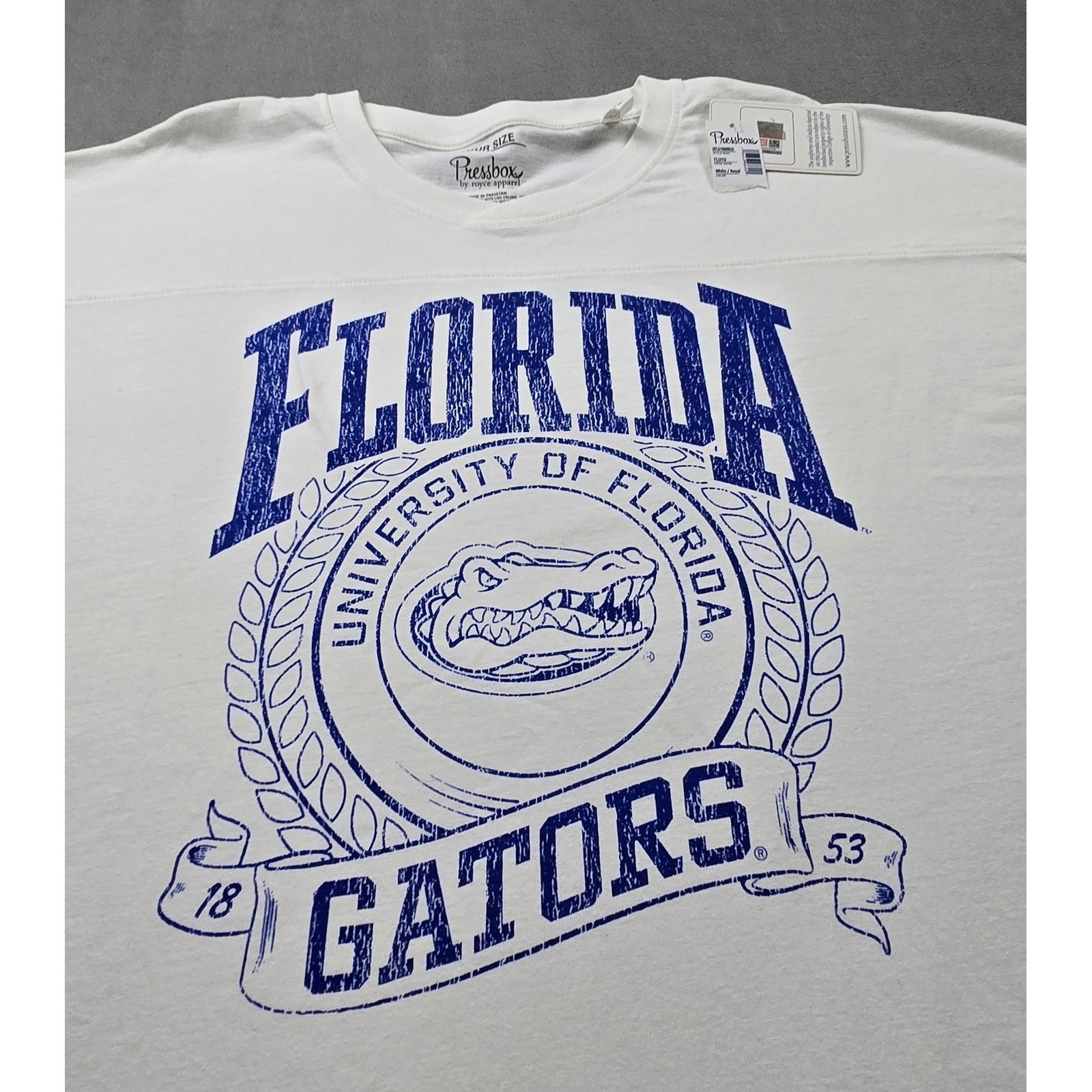 Pressbox Florida Gators T-Shirt OS Oversized White Royal Blue Floyd UFL61960BGU
