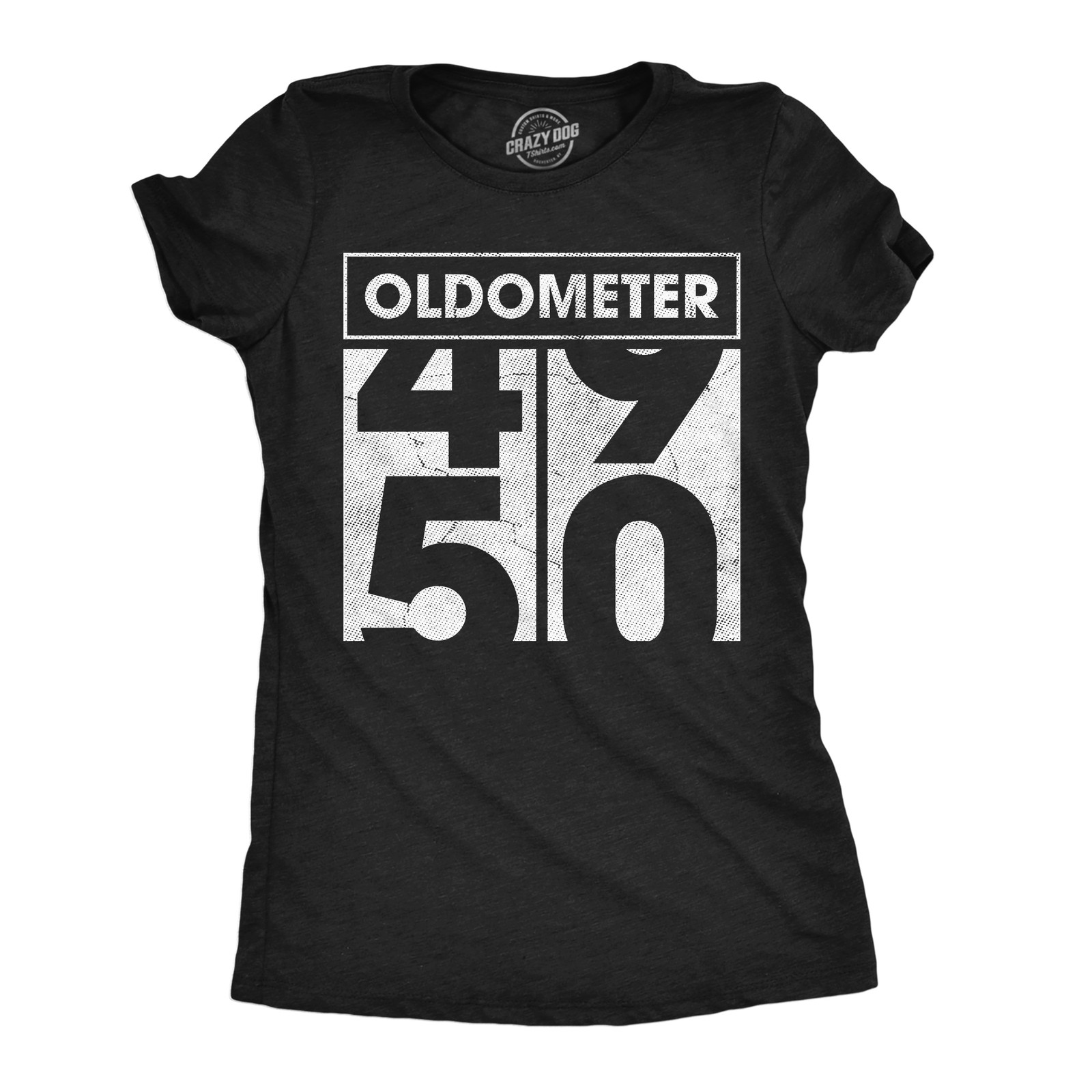 Womens Funny T Shirts Oldometer 49 to 50 Sarcastic Old Person Graphic Novelty
