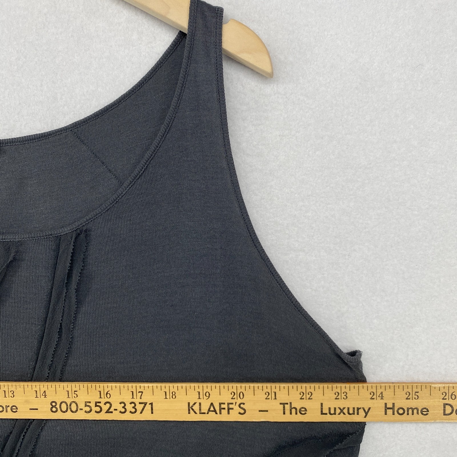 EILEEN FISHER Tank Top XL Silk Cotton Fine Ribbed Jersey Chiffon Trim Gray