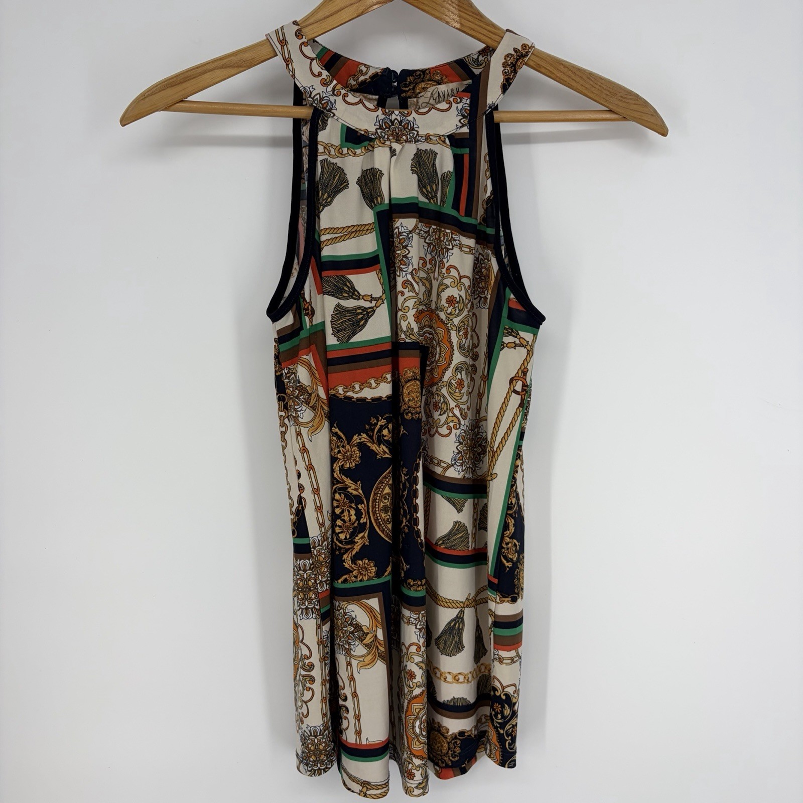 Lavish Sleeveless Tank Blouse S Old Money Maximalist Corporate Career Work Retro